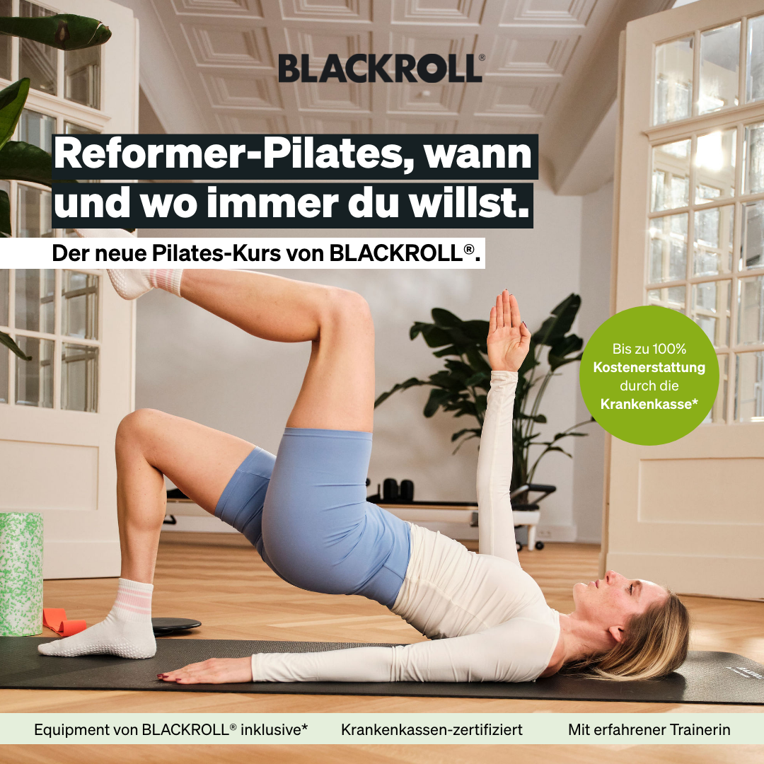Blackroll Facebook ad: Endlich Reformer-Pilates, das in deinen Alltag passt.