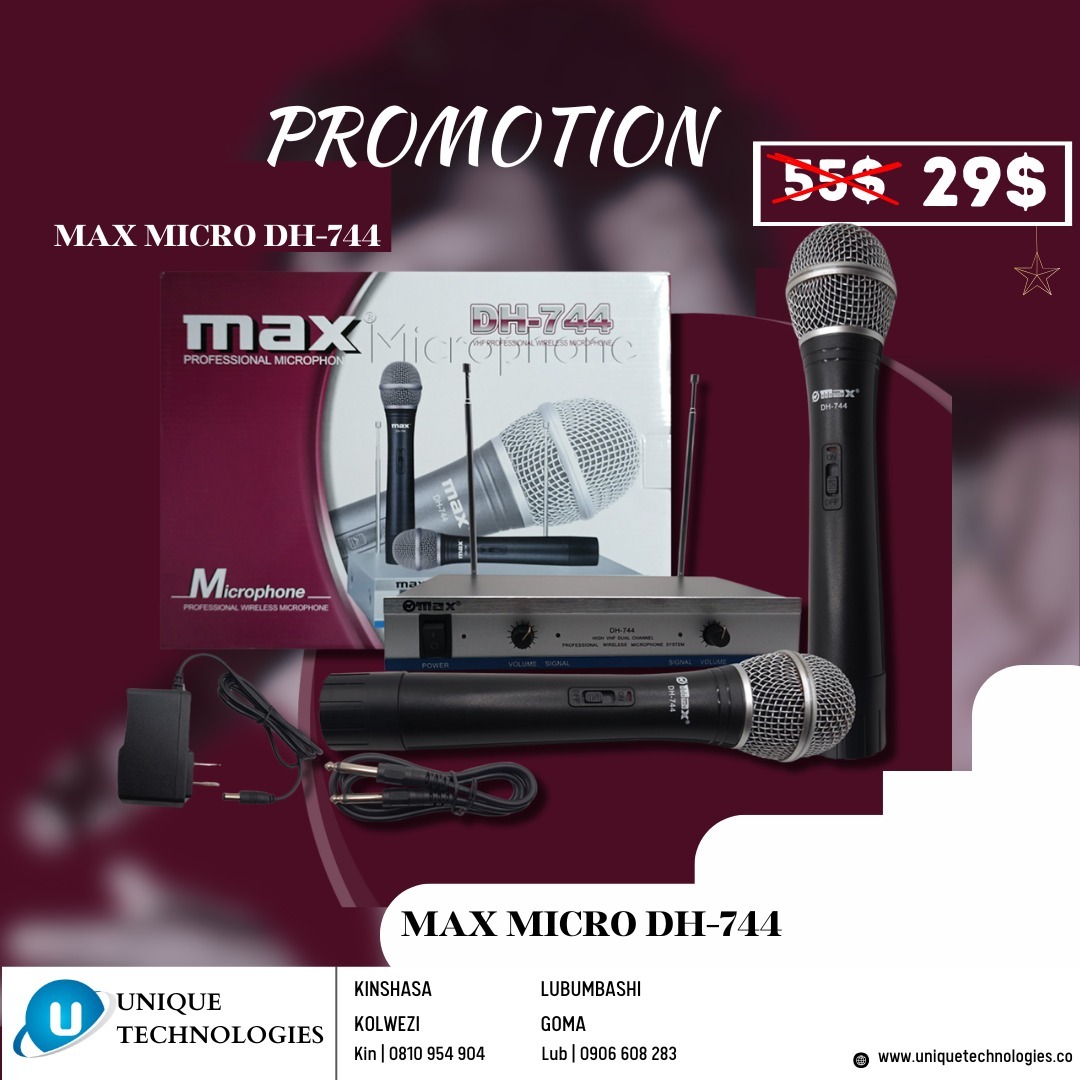 Unique Technologies Lubumbashi Facebook ad: Améliorez votre son avec les microphones professionnels…
