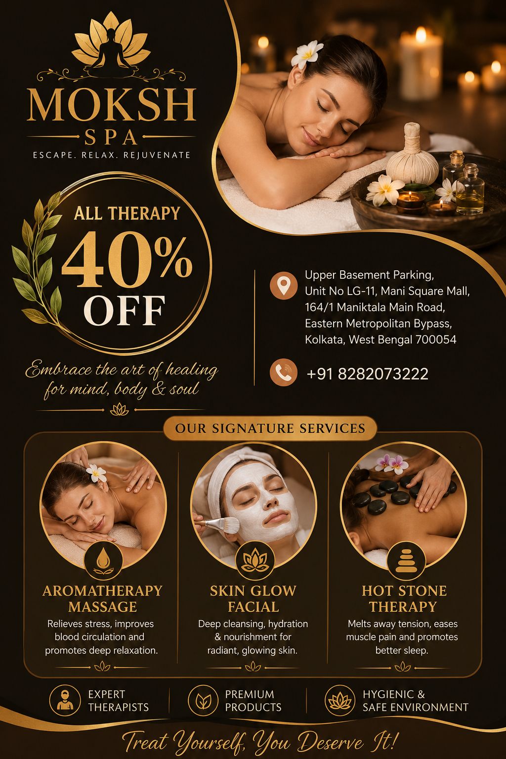Moksh Spa Facebook ad: Chat with Therapist for all the services