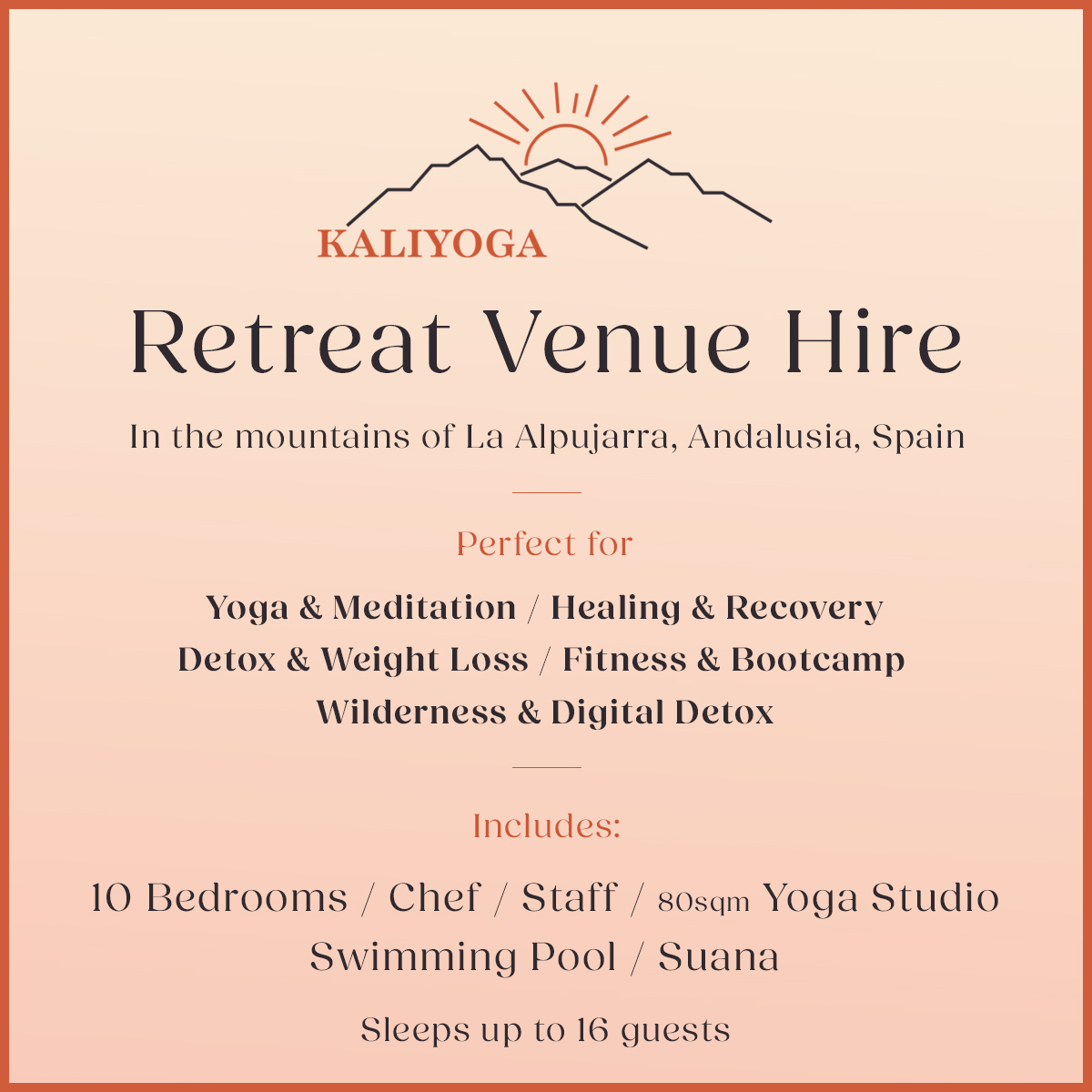 Kaliyoga Retreats Facebook ad: Kaliyoga Private Hire Retreat