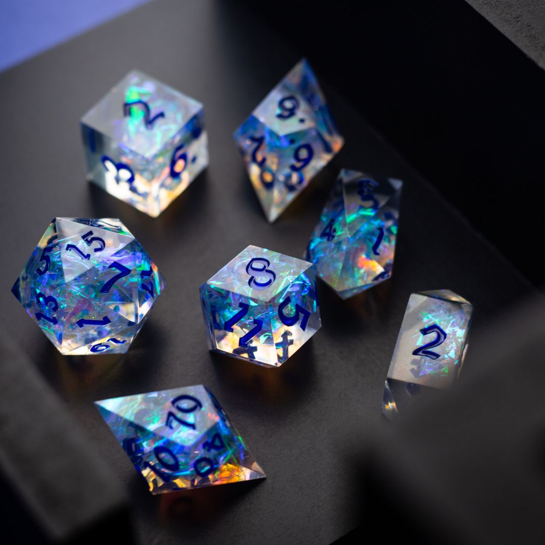 Runic Dice Facebook ad: Handmade Purple Energy Resin DND Dice Set | Coolest Dice Set
