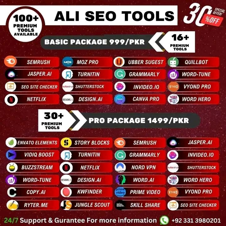 SEO Tool Facebook ad: Premium tools available for