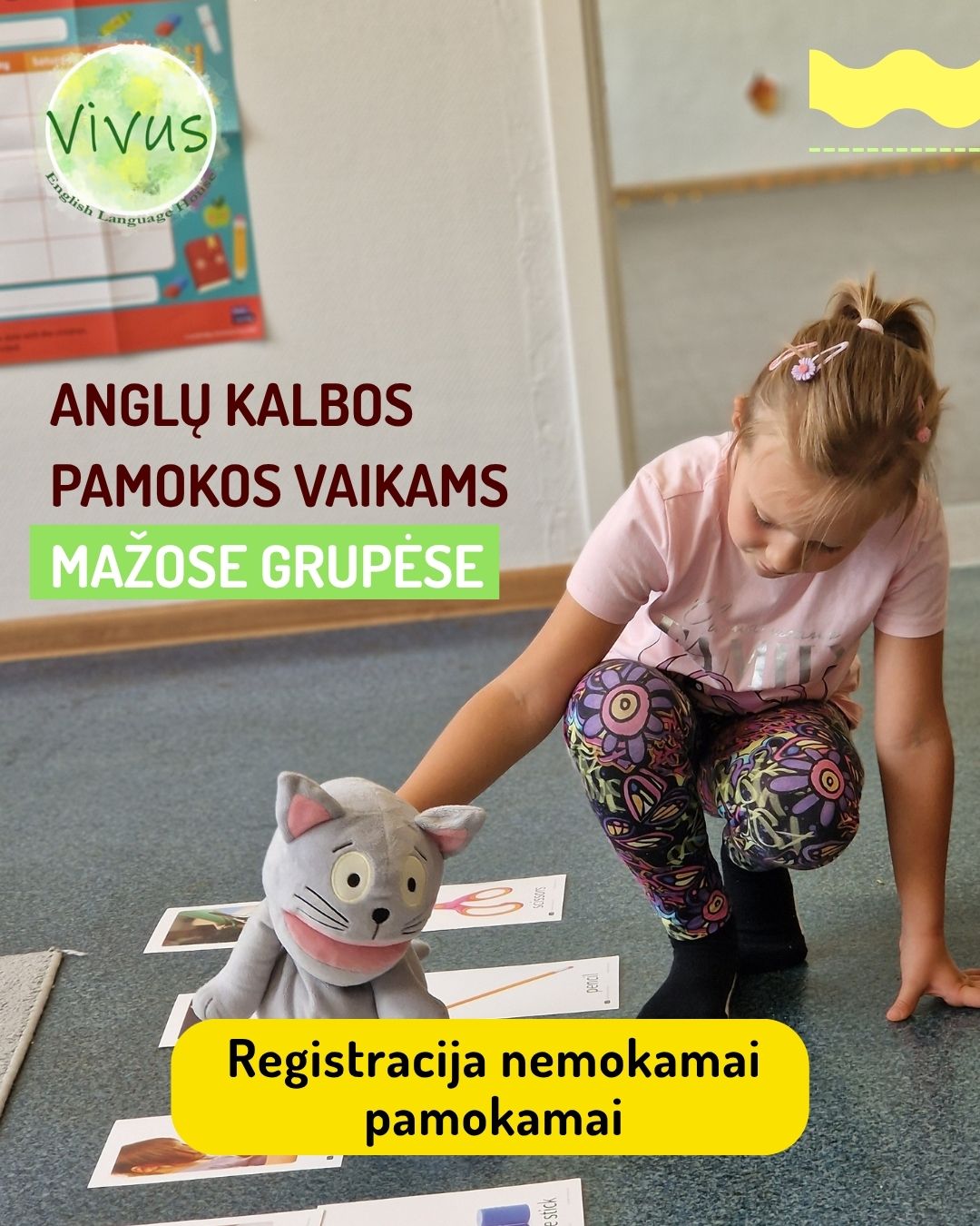 Vivus English Language House Facebook ad: Nemokama pažintinė pamoka_ registracija