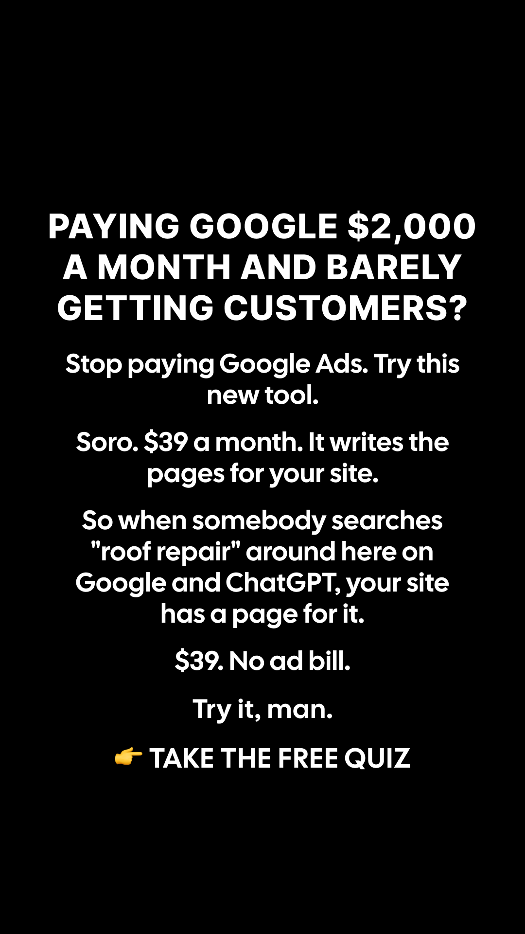 Soro SEO Facebook ad: Rank #1 on Google