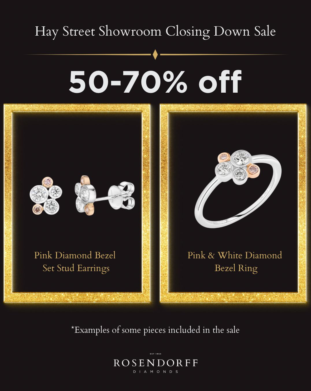 Rosendorff Facebook ad: Pink Diamond Bezel Stud Earrings