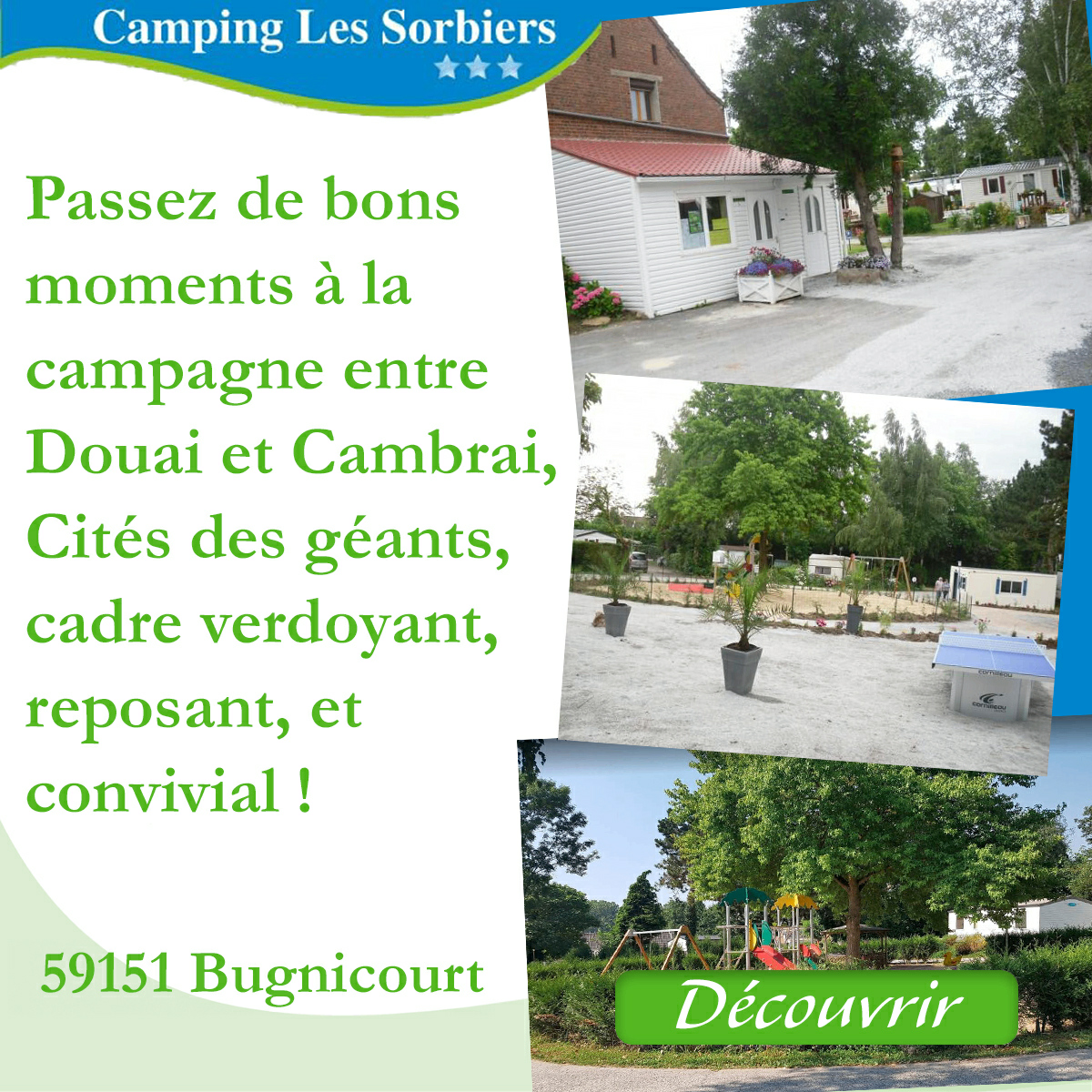 Campings Facebook ad: Camping Les Sorbiers Bugnicourt - Camping (adresse…