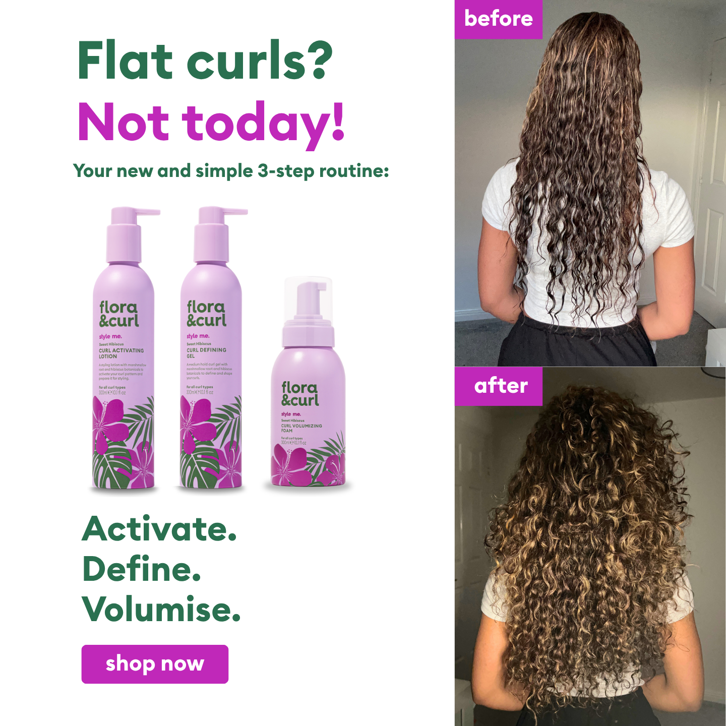 Flora & Curl Haircare Facebook ad