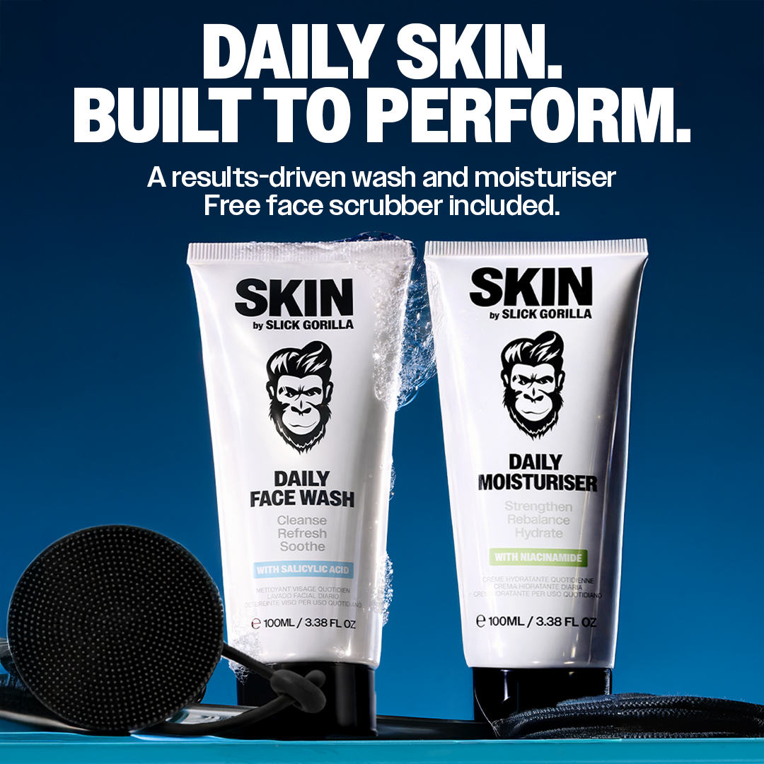 Slick Gorilla Facebook ad: Daily Grooming. Free Face Scrubber.