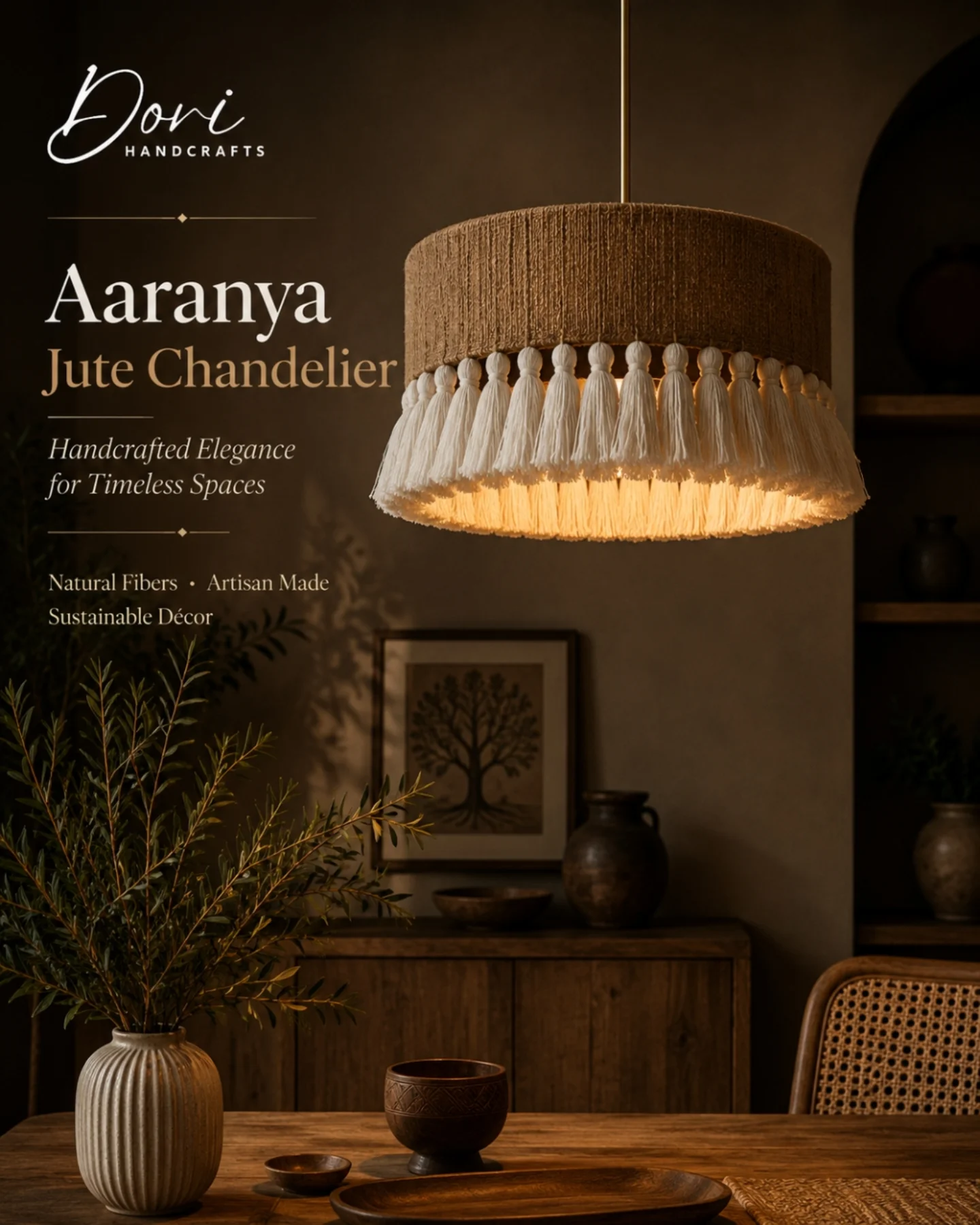 Dori handcrafts Facebook ad: Meet Aaranya, The Jute Chandelier