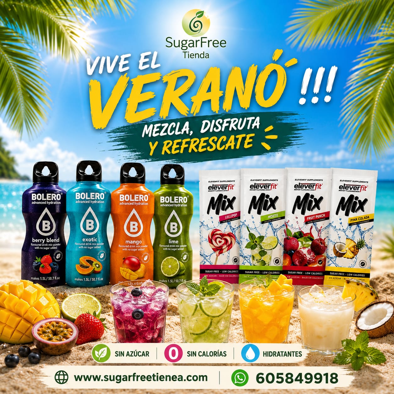 SugarfreeTienda Facebook ad: ¡Este verano refresca tu día sin azúcar y…