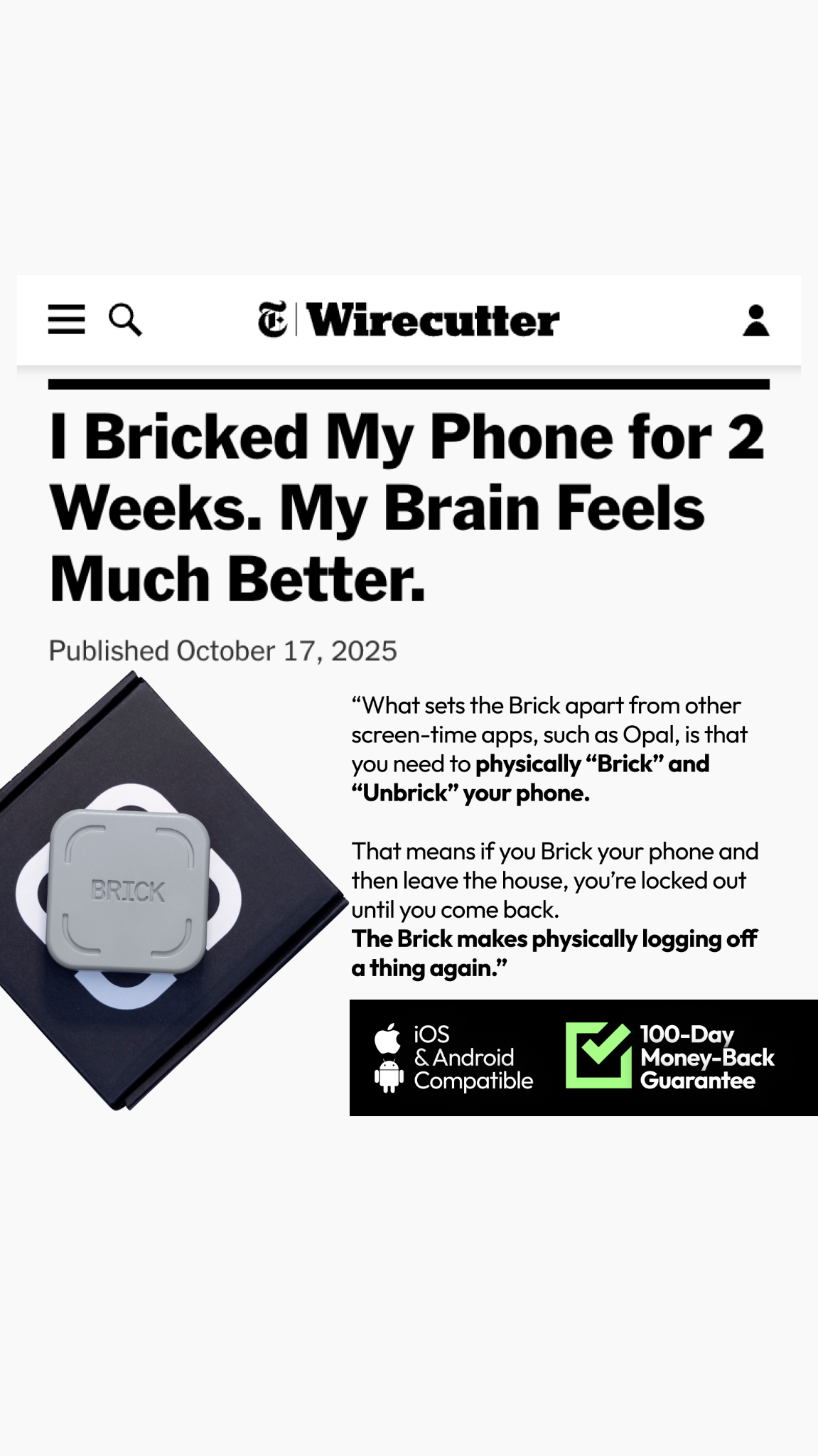 Brick - Take Back Your Time Facebook ad