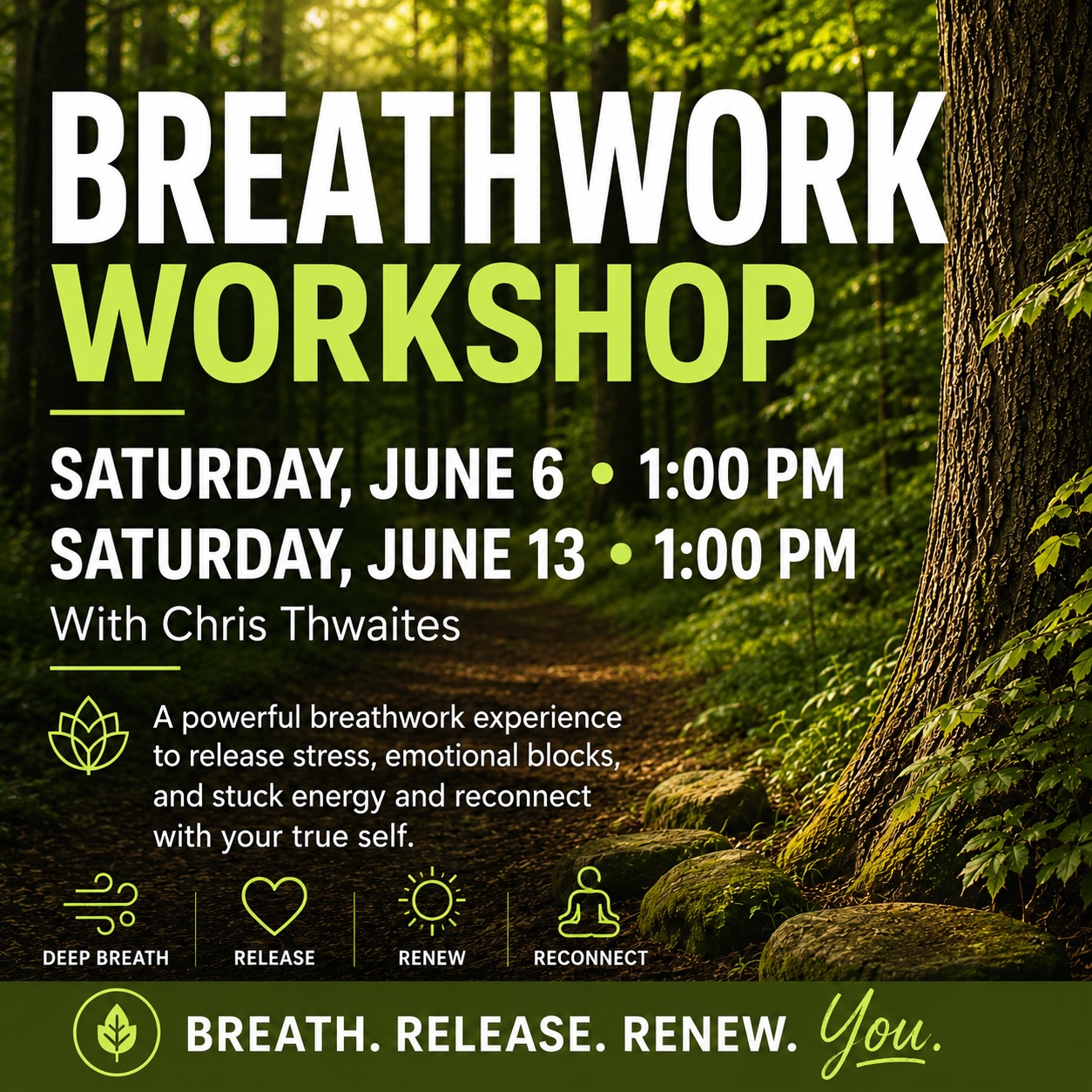 The Huntsville Loft Facebook ad: Breathwork Workshops | Huntsville Loft