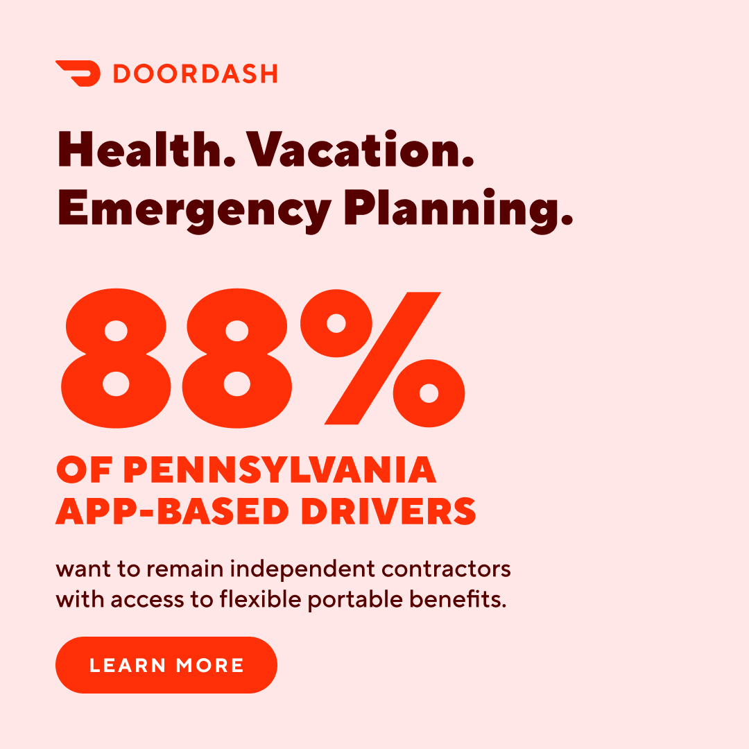 DoorDash Impact Facebook ad: Flexible Portable Benefits Work