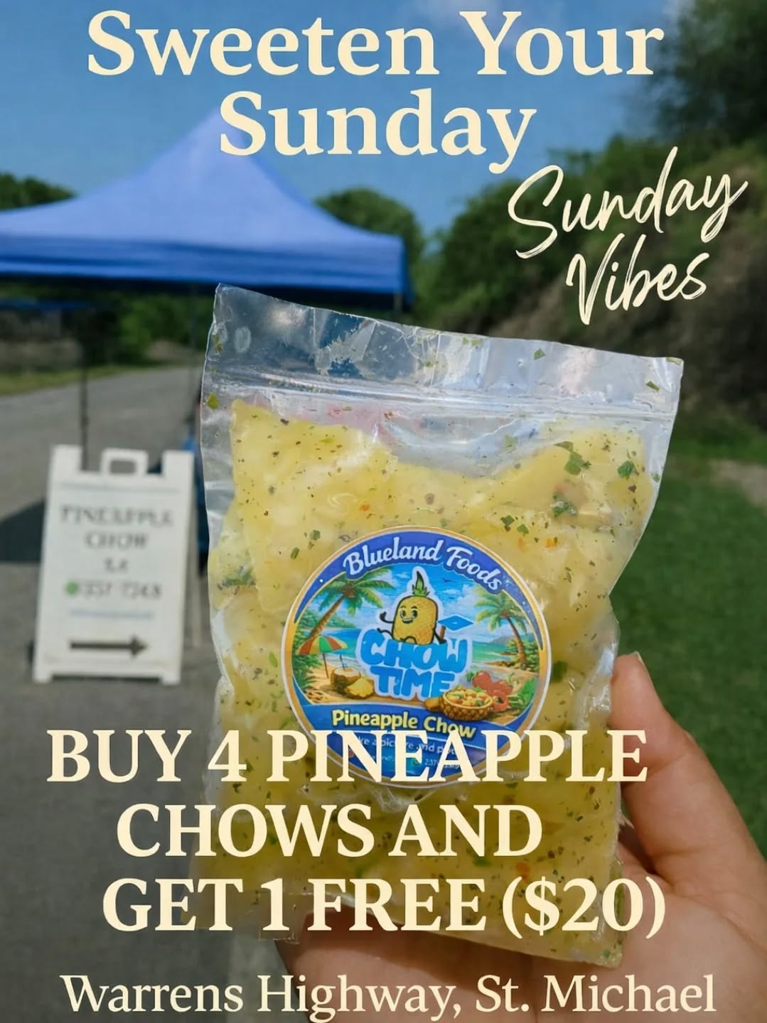 bluelandfoods Facebook ad: Open from 10am to 6pm.