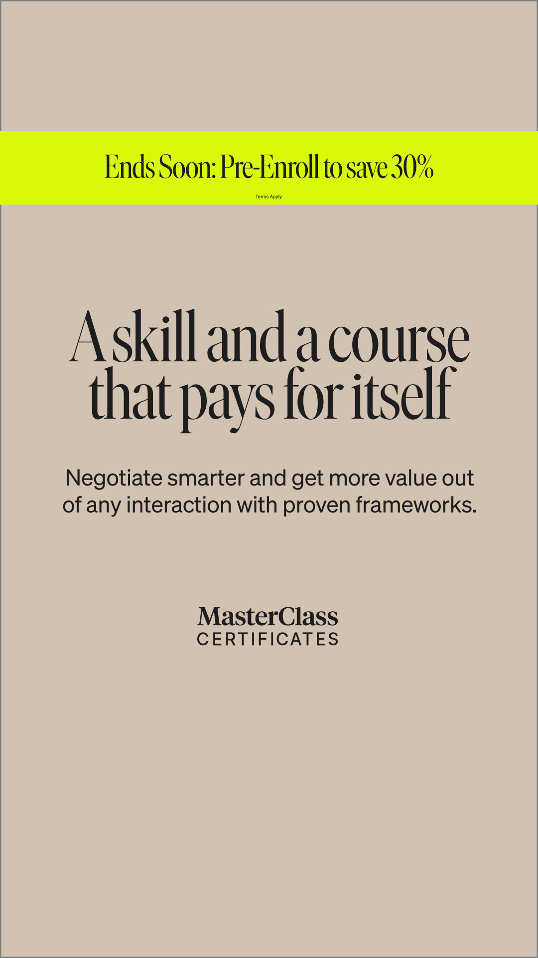 MasterClass Facebook ad