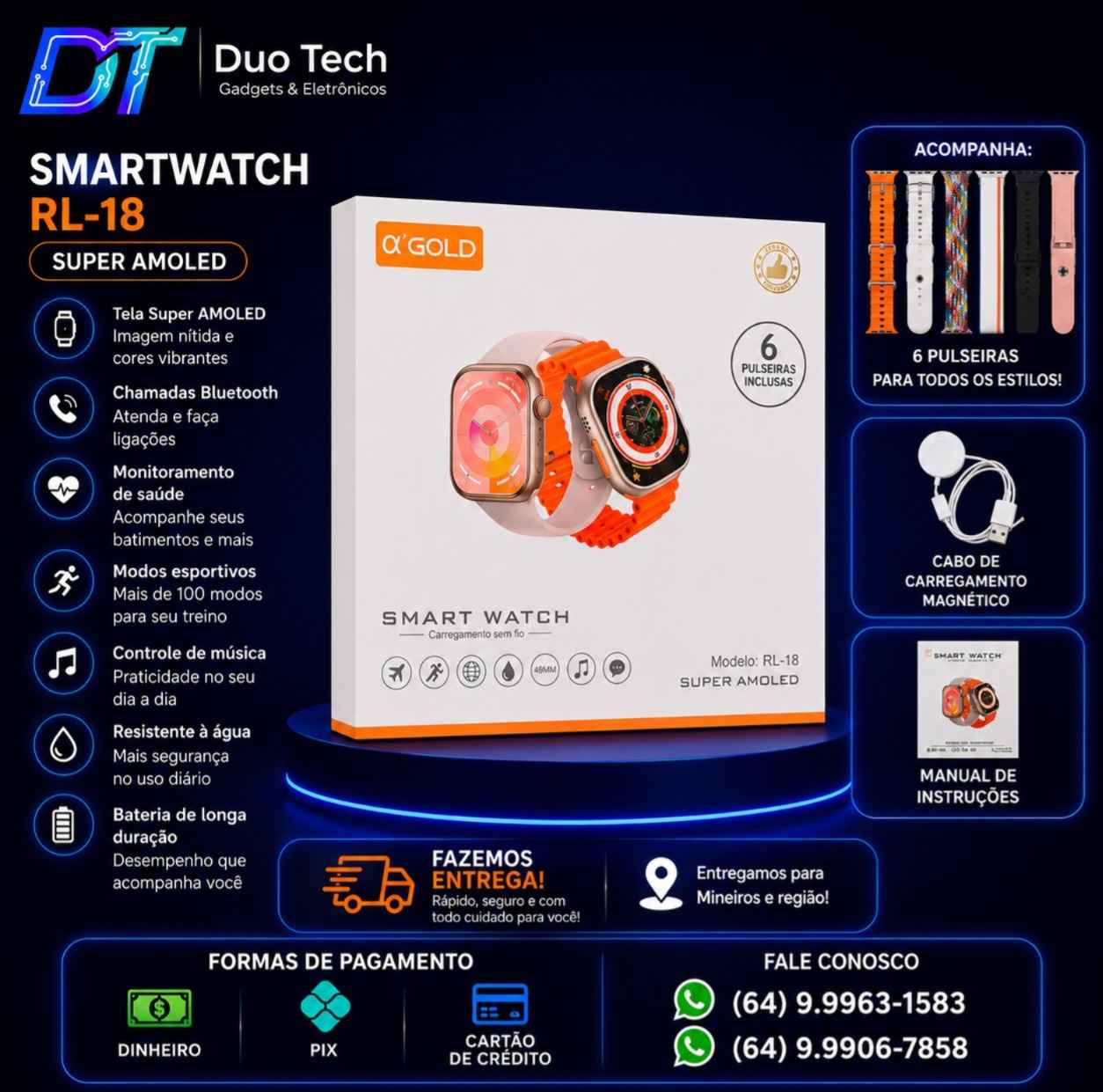 Lorrany Paes Resende Facebook ad: Smartwatch - Tela Super Amoled