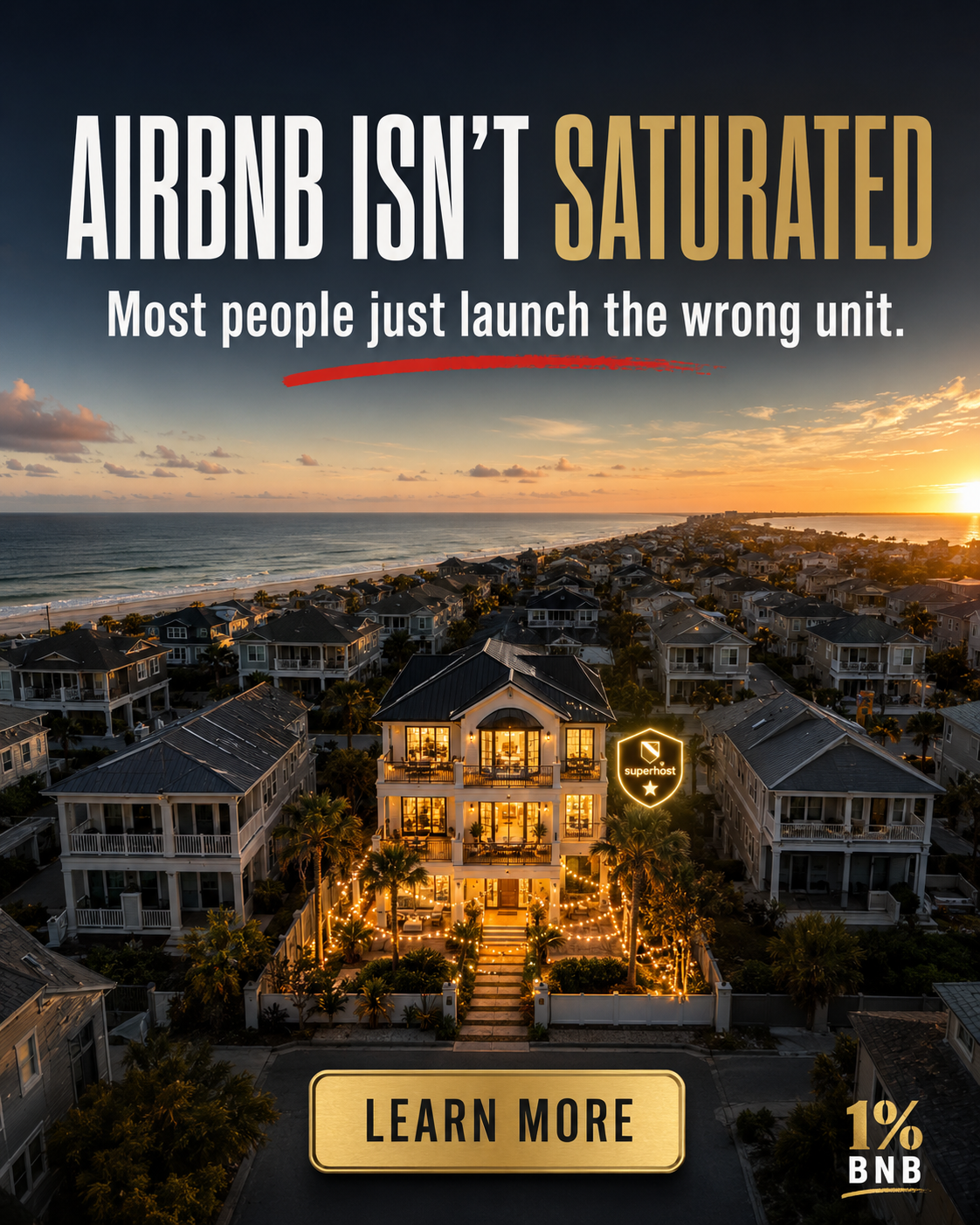 The 1 Percent BNB Facebook ad: From Under 5 Properties to 50+