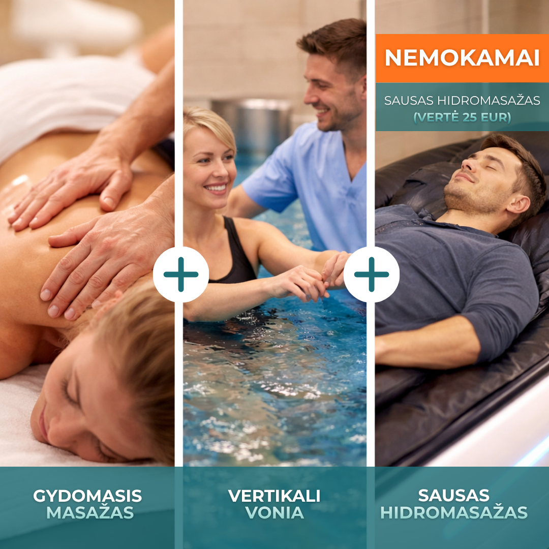 OSTEMEDA Facebook ad: Masažas + vertikali vonia + NEMOKAMAS hidromasažas (25 €)