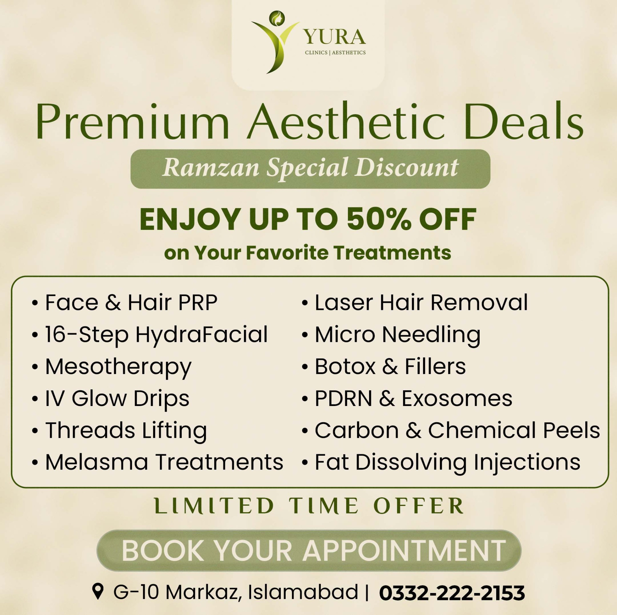 Yura Clinics Facebook ad: Chat with us