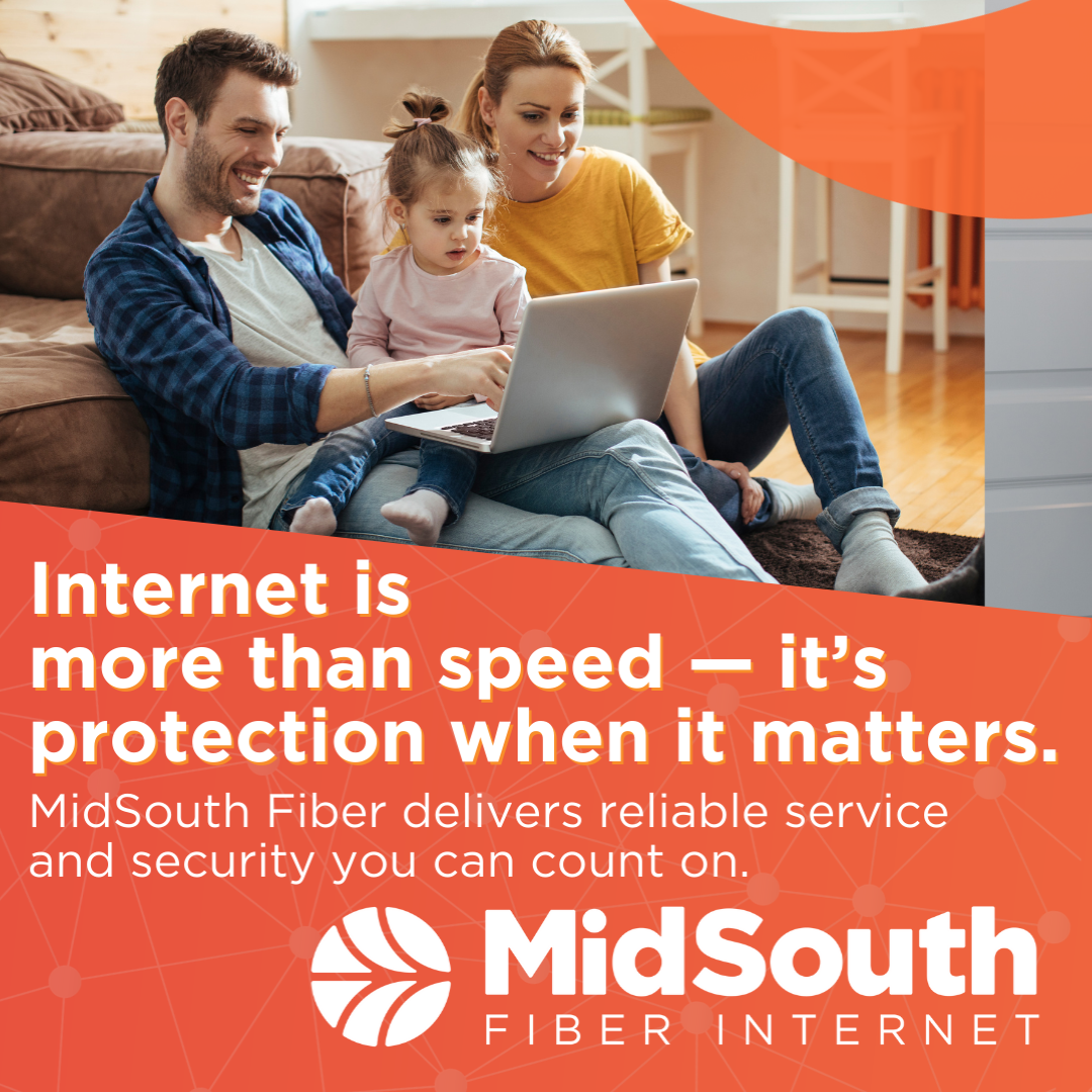 MidSouth Fiber Internet Facebook ad: Tired of buffering, unreliable support, and surprise fees?