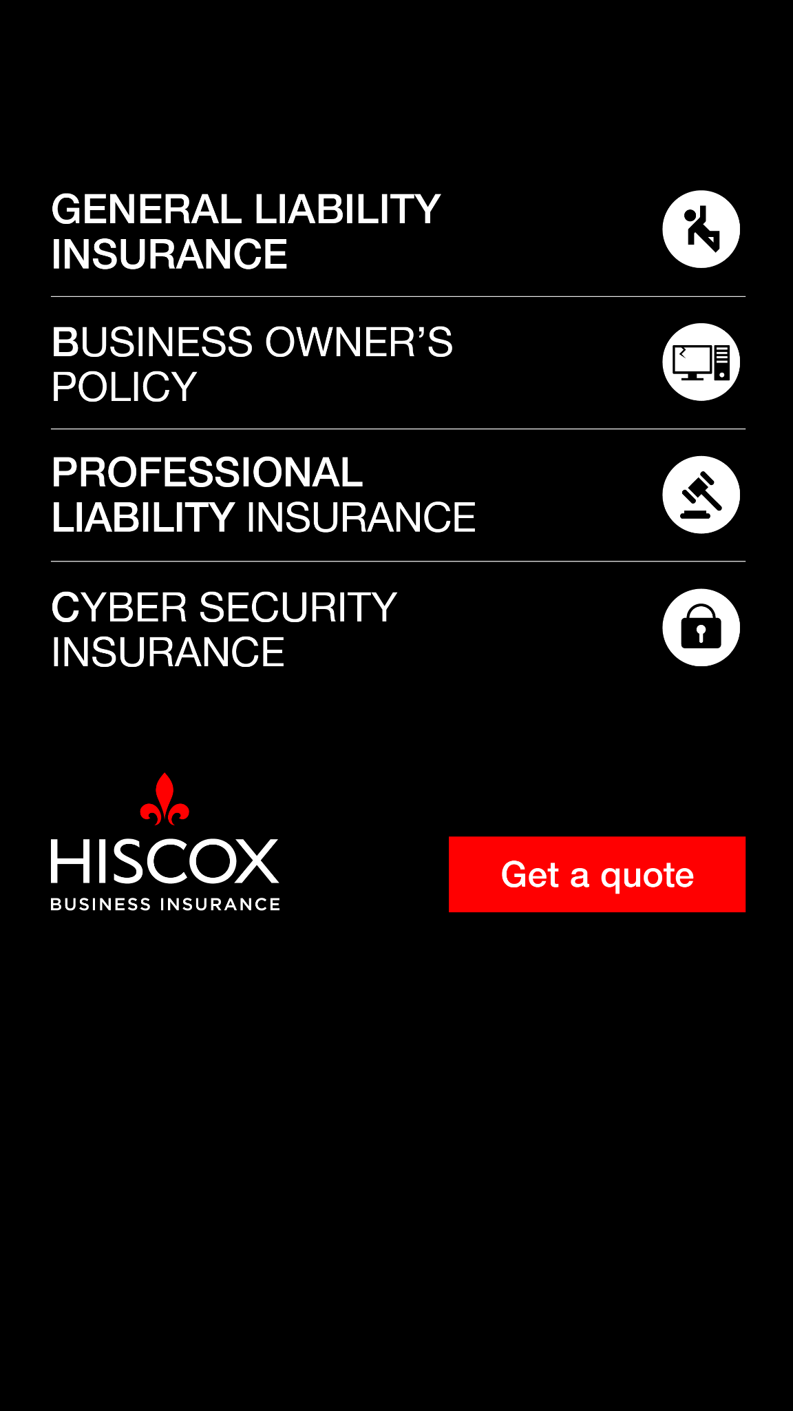 Hiscox Insurance Facebook ad