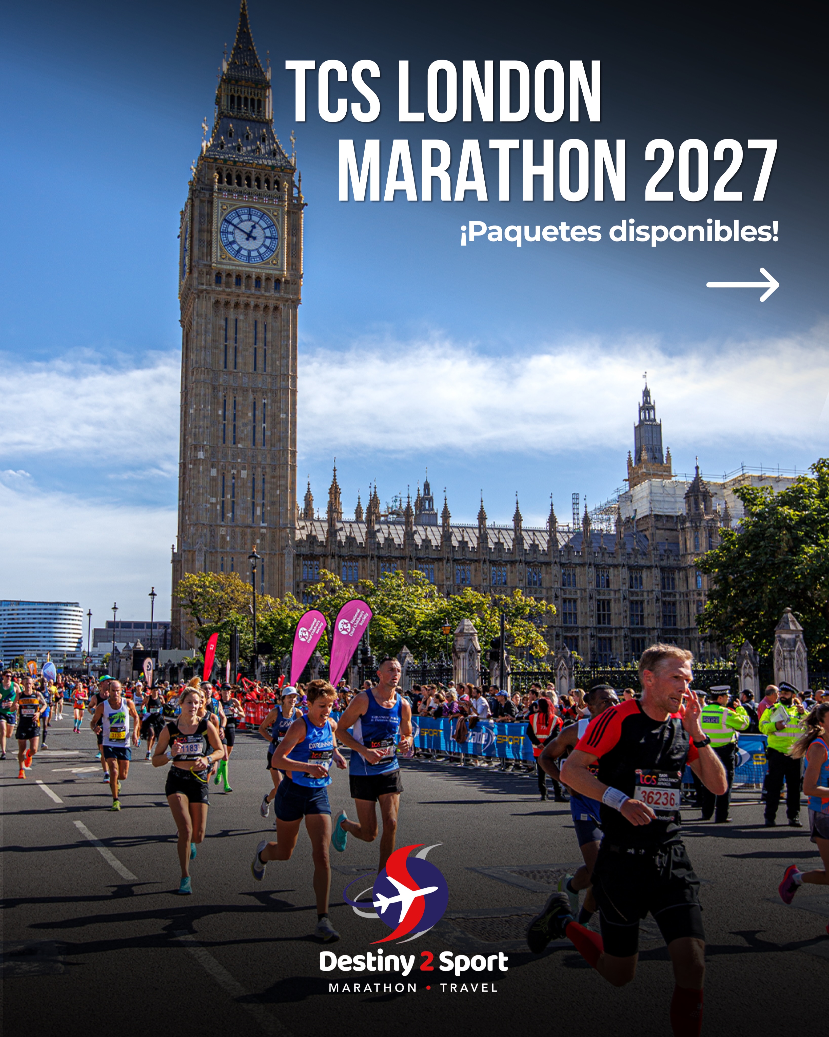 Destiny2Sport Marathon Travel Facebook ad: Corre el maratón más solicitado del mundo