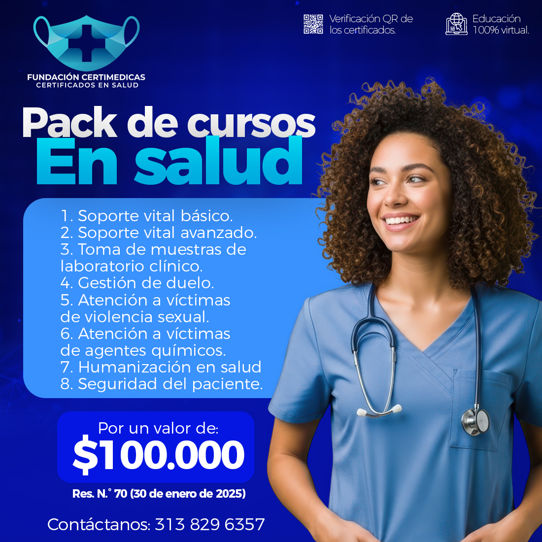 Fundación certimedicas Facebook ad: Formación integral en salud 100% virtual