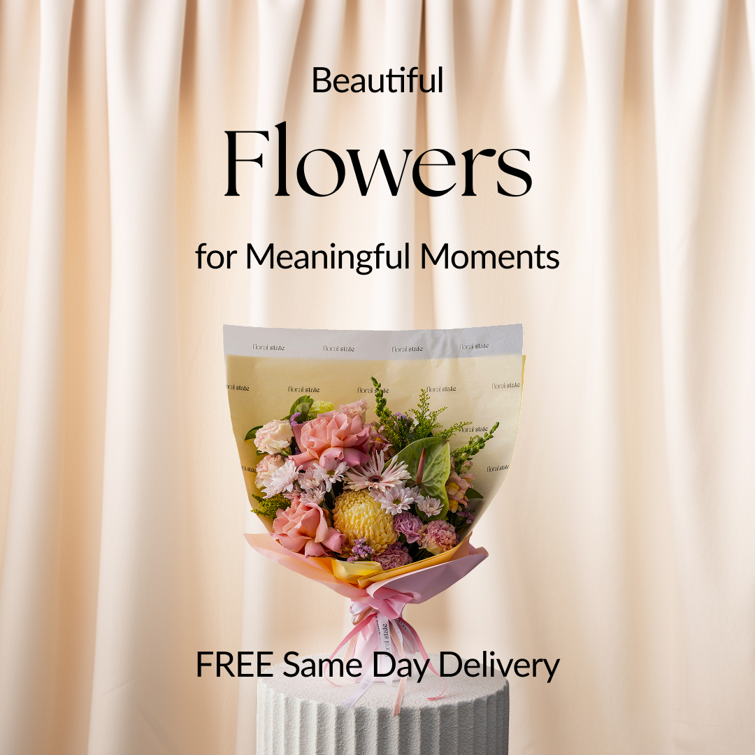 Floral State Facebook ad: Premium Flowers Free Delivery Across Perth