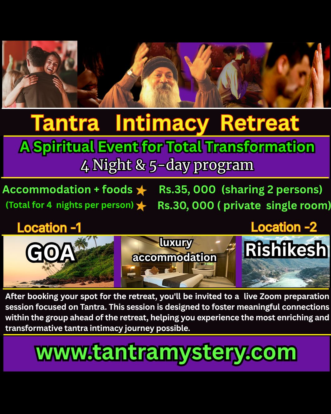 Tantra Intimacy Retreat Facebook ad: Come and join this unique journey of Tantra…