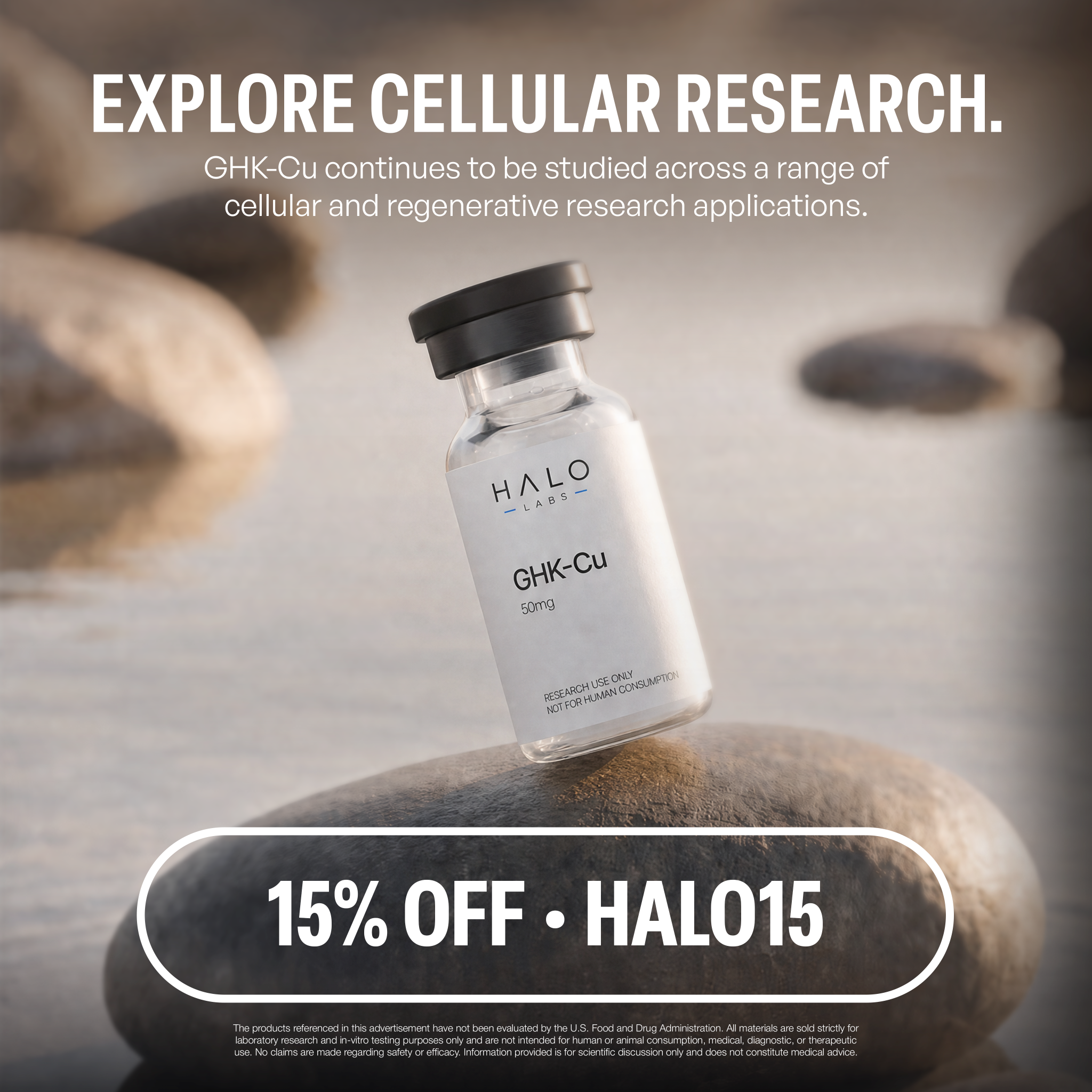 Halo Labs Facebook ad: 15% Off With Code HALO15