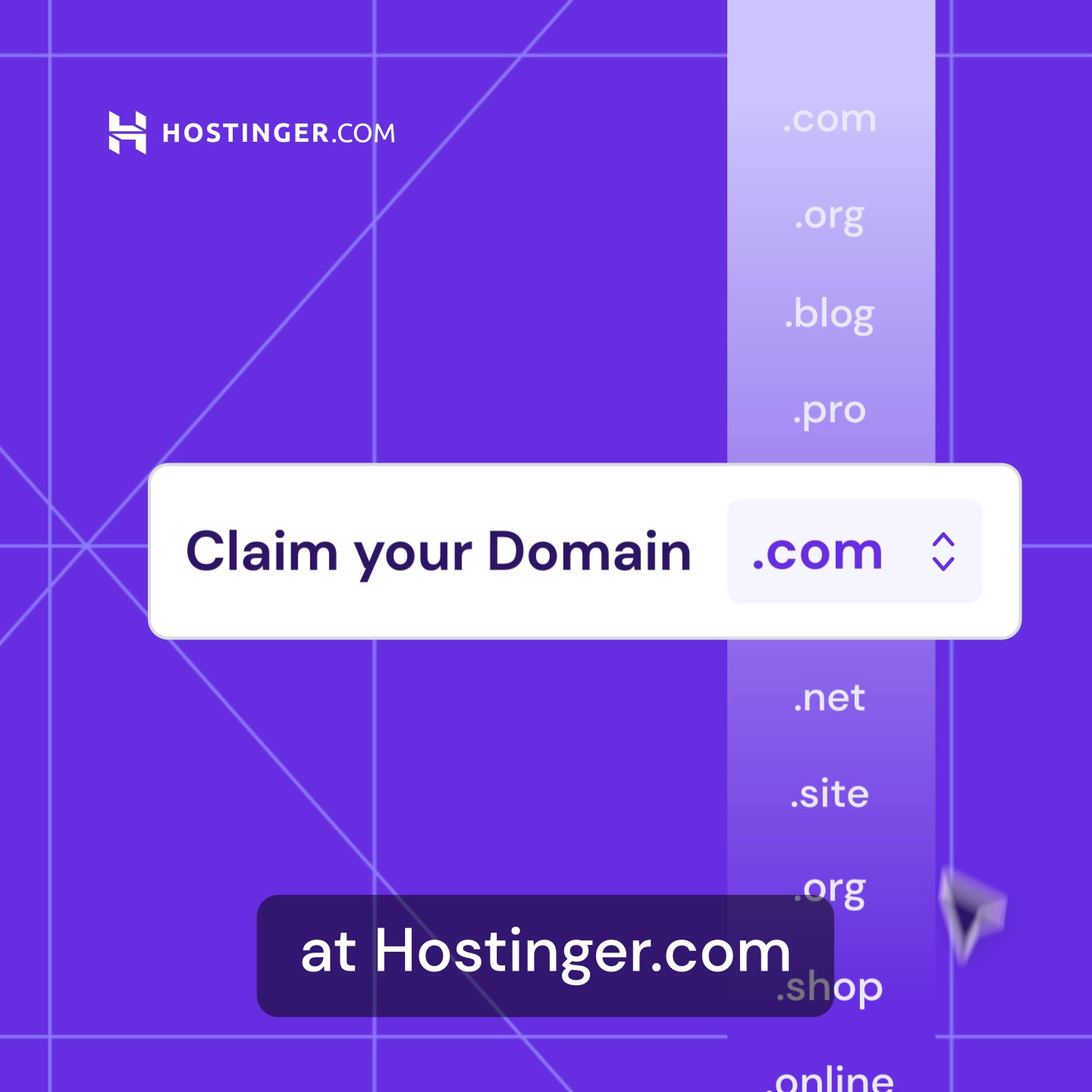 Hostinger Facebook ad: Stand out with a unique domain name