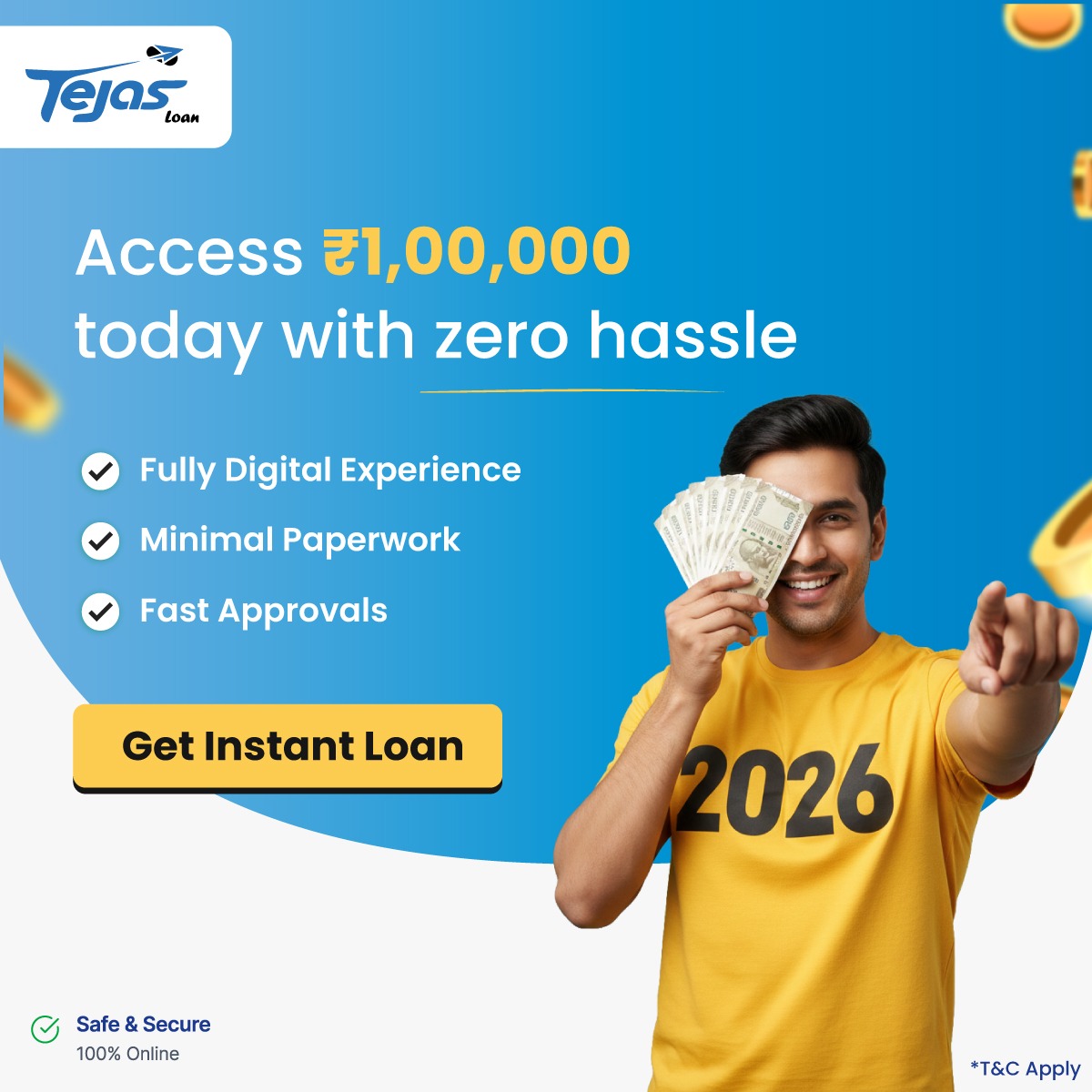 Tejas Loan Facebook ad: Instant Loans with Tejas Loan