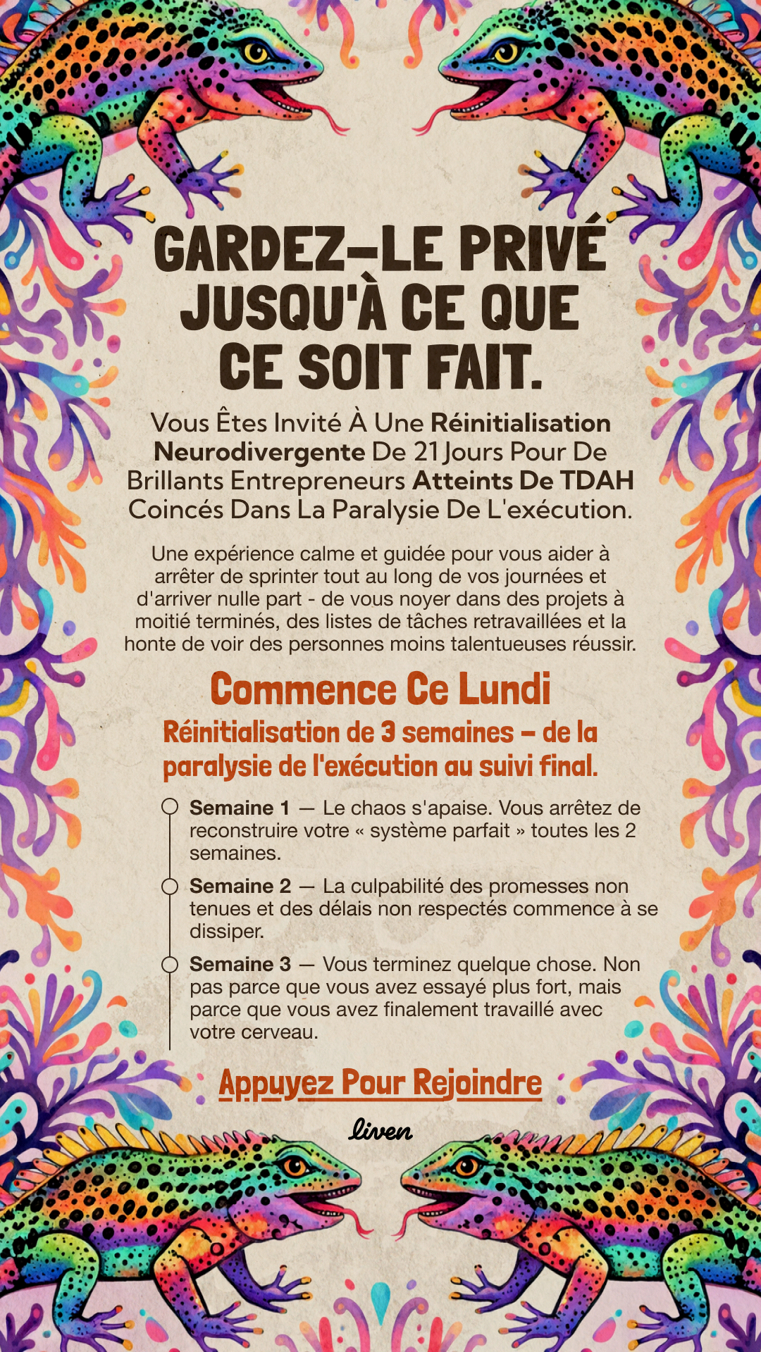 Liven: Train Your Brain to Switch Effortlessly Facebook ad: Le TDAH, c'est OK, mais ignorer l'autosabotage ne l'est pas!