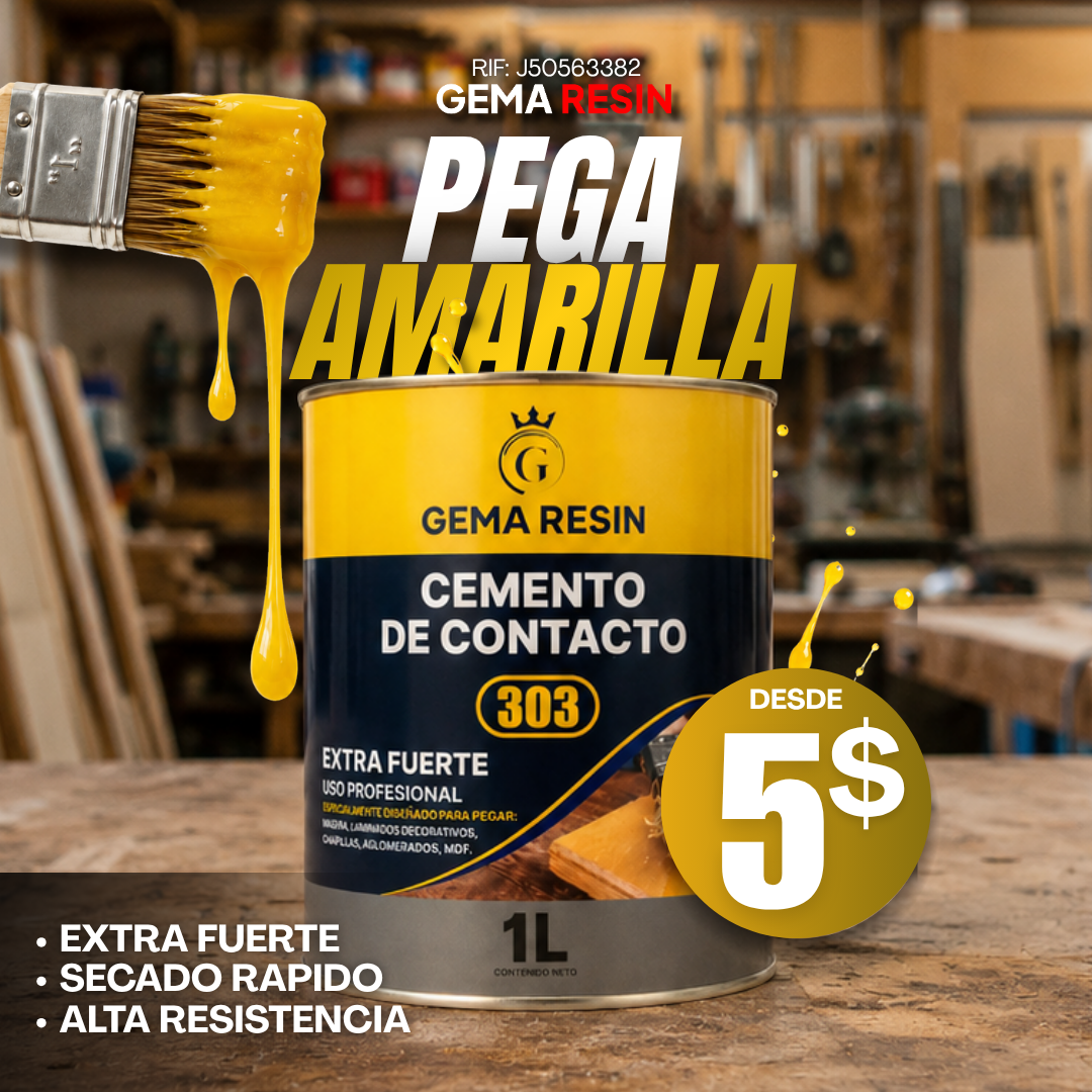 Gema Resin Facebook ad: ¡PEGA AMARILLA GEMA RESIN DESDE 5$!