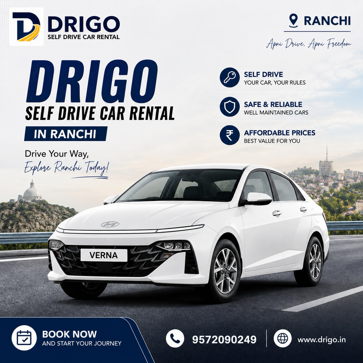 Drigo Self Drive Car Rental Facebook ad: Self drive car in Ranchi with great prices