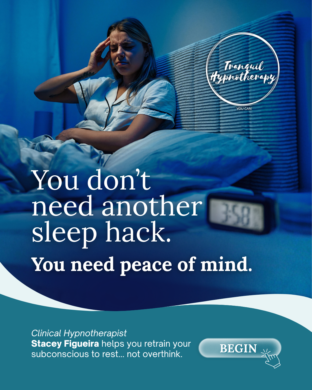 Tranquil Hypnotherapy Facebook ad from Nov 26, 2025