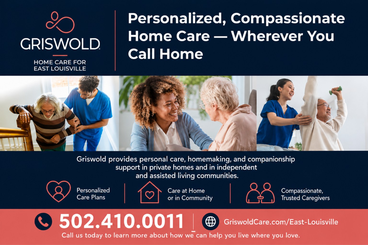 Griswold Home Care for East Louisville Facebook ad: Griswold Home Care provides personal care, homemaking, and…
