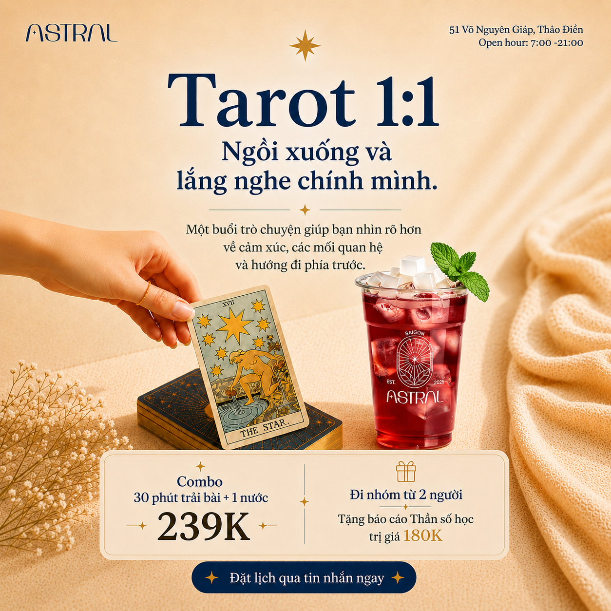 Astral Café & Patisserie Facebook ad: Đặt lịch qua Fanpage Astral nhé