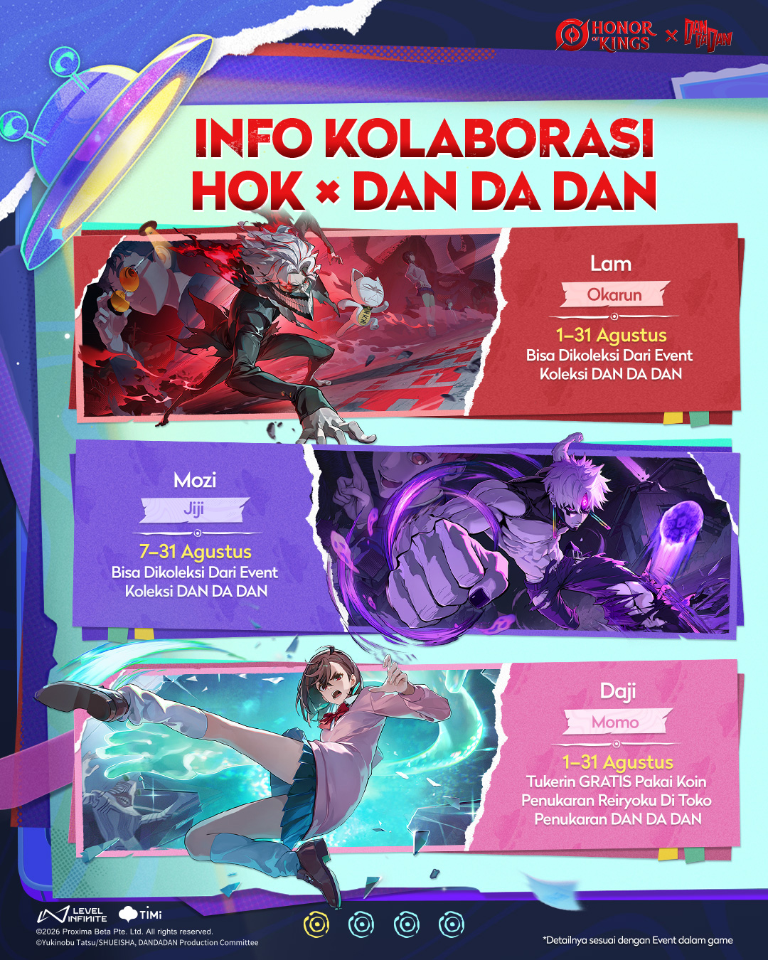 Honor of Kings Facebook ad: Kolaborasi Honor of Kings × DAN DA DAN…