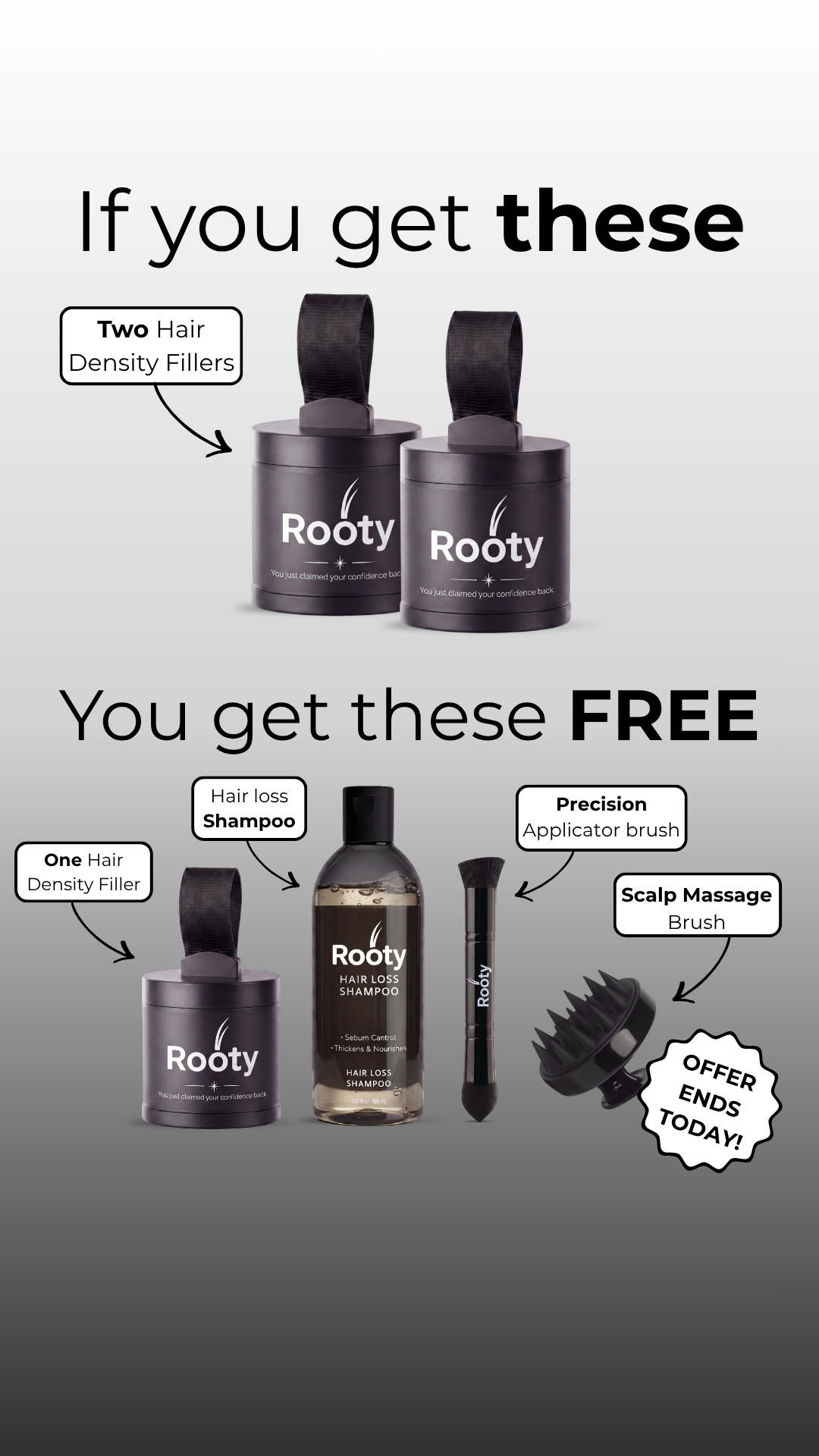 Rooty Facebook ad: Goodbye thinning hair