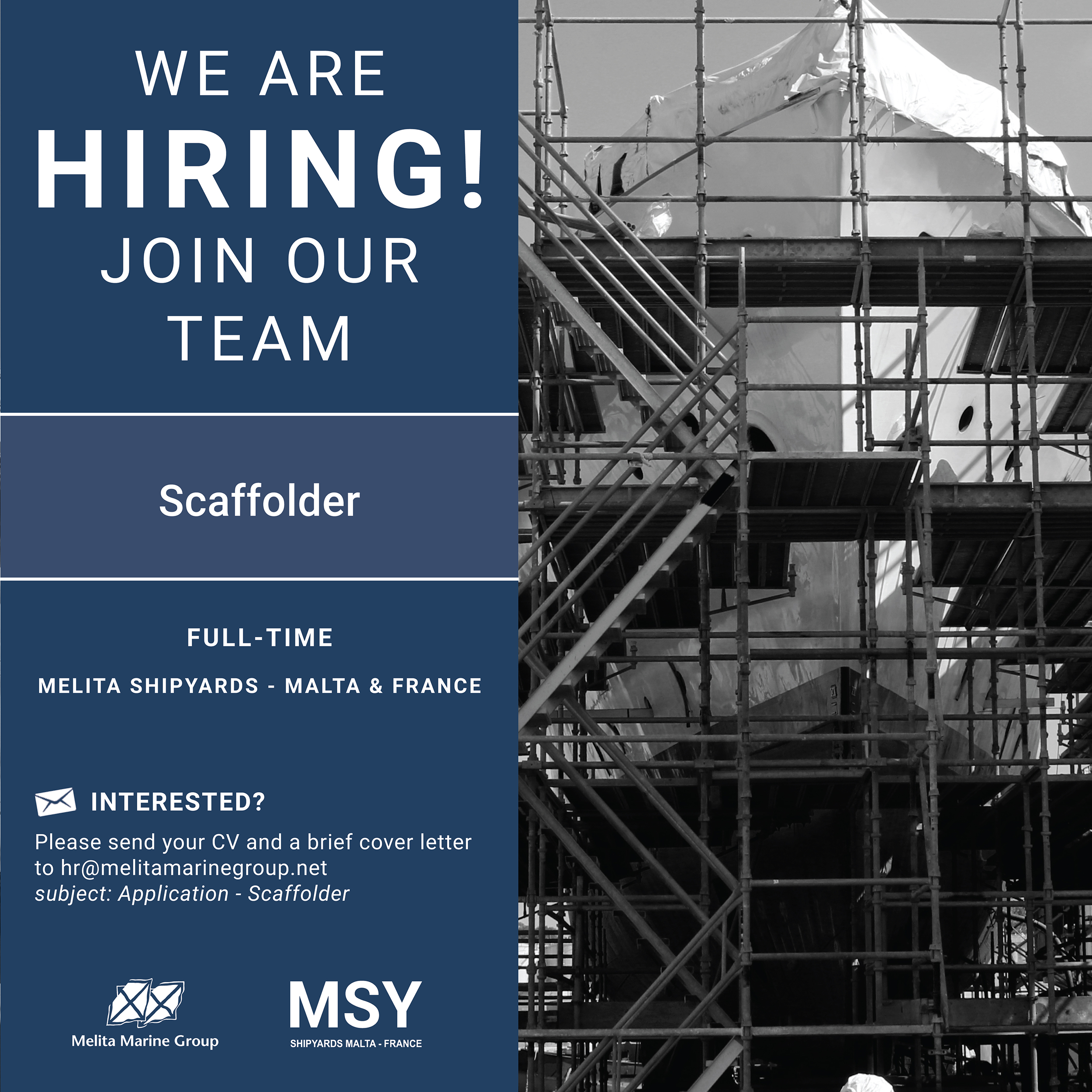 Melita Marine Group Facebook ad: Job Title: Scaffolder