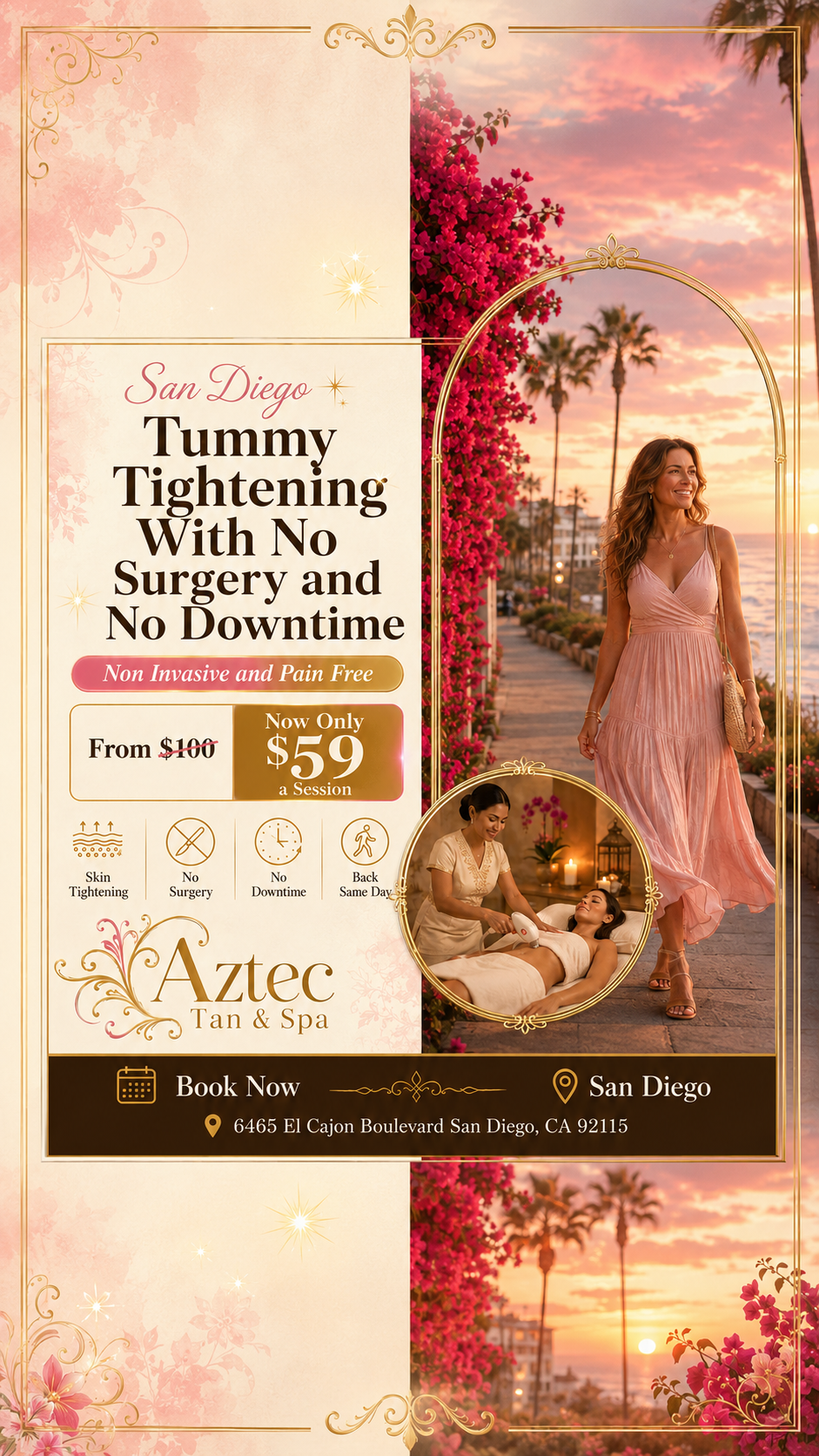 Aztec Tan & Spa Facebook ad from Aug 4, 2026