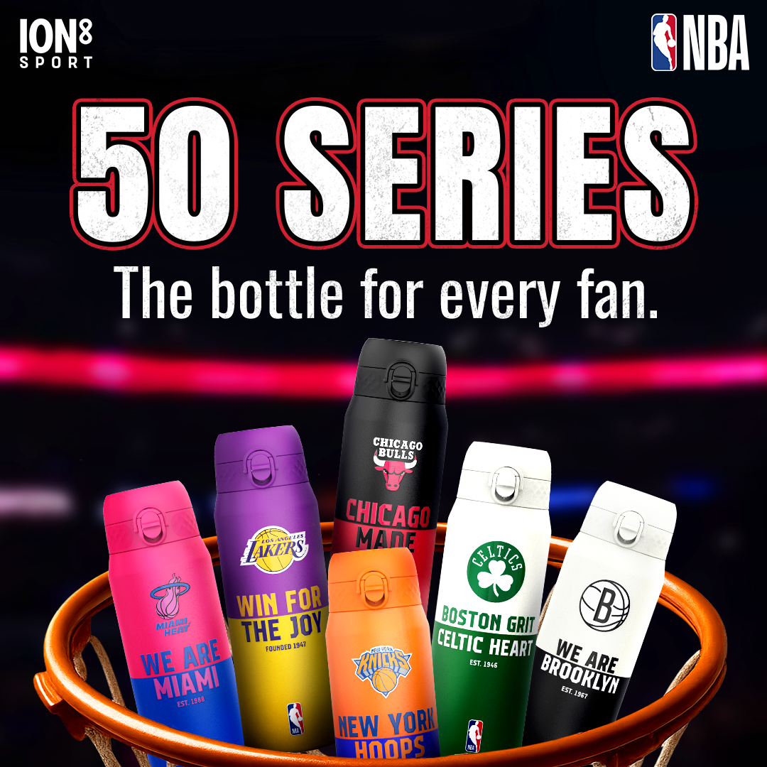ION8 Sport Facebook ad: Officially Licensed NBA Bottles - All 30 Teams
