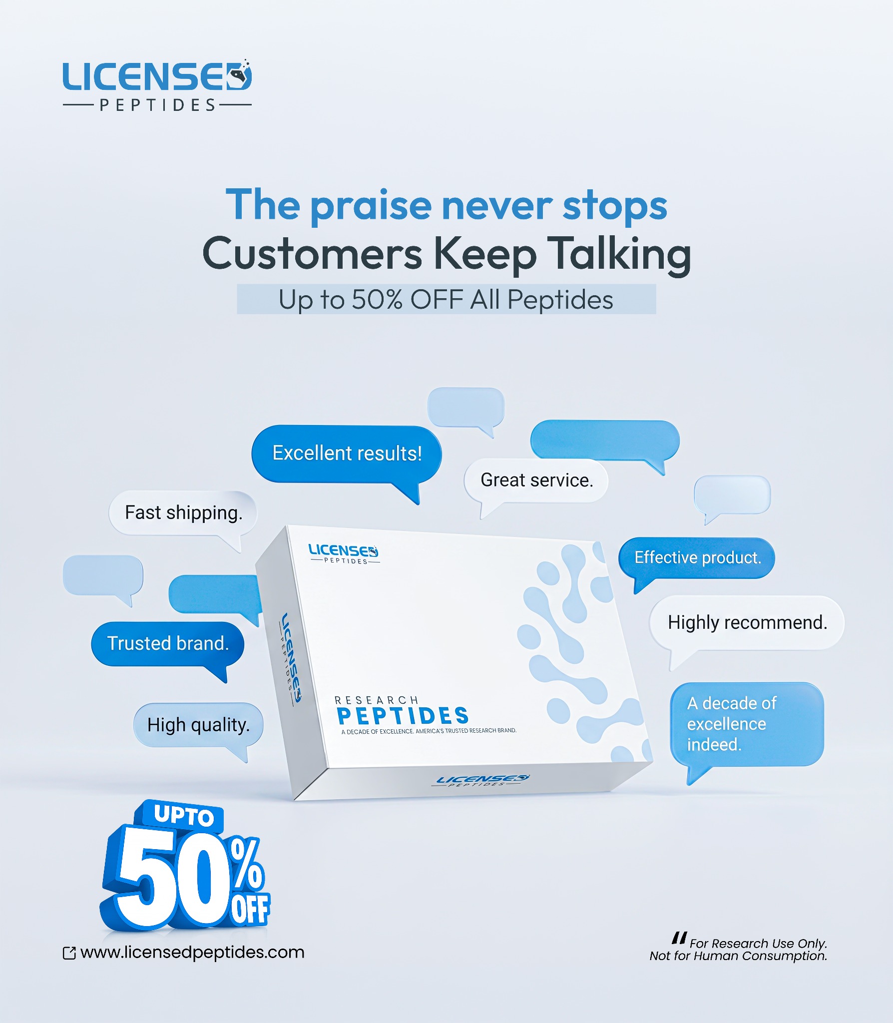 LicensedPeptides.com Facebook ad
