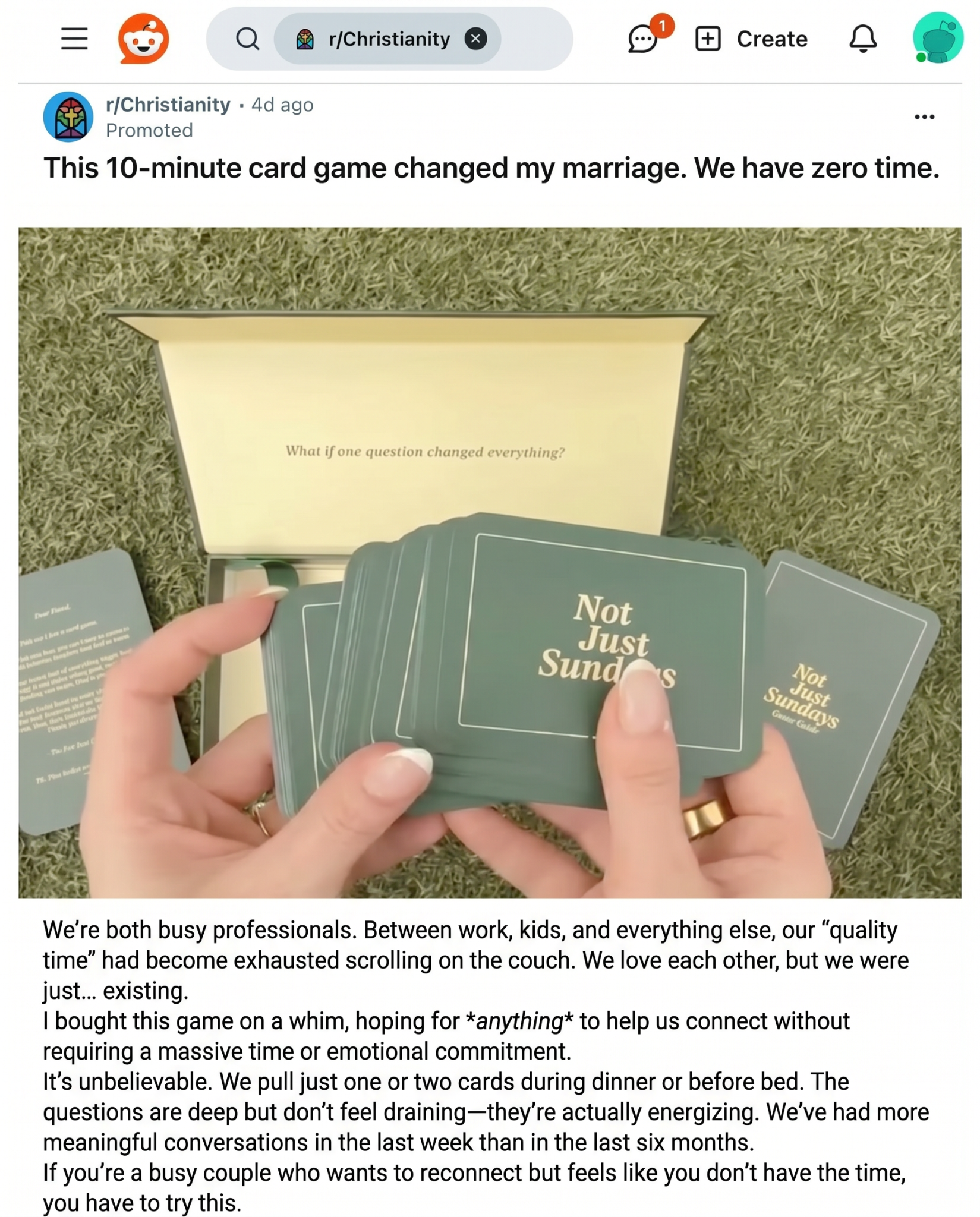 Not Just Sundays Facebook ad