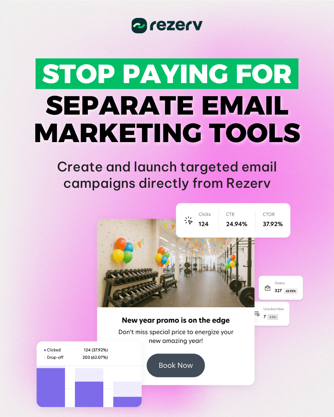 Rezerv Facebook ad: #1 Booking Software for Fitness Studio Owners