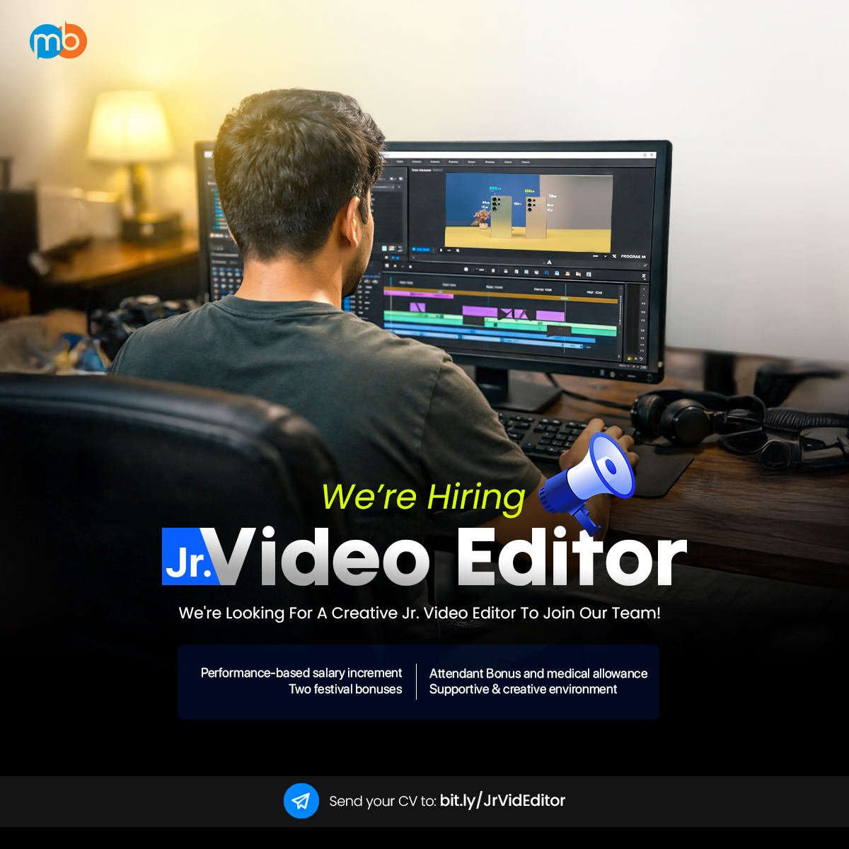 Mobile Buzz BD Facebook ad: Job Application: Jr. Video Editor - Mobile Buzz BD.