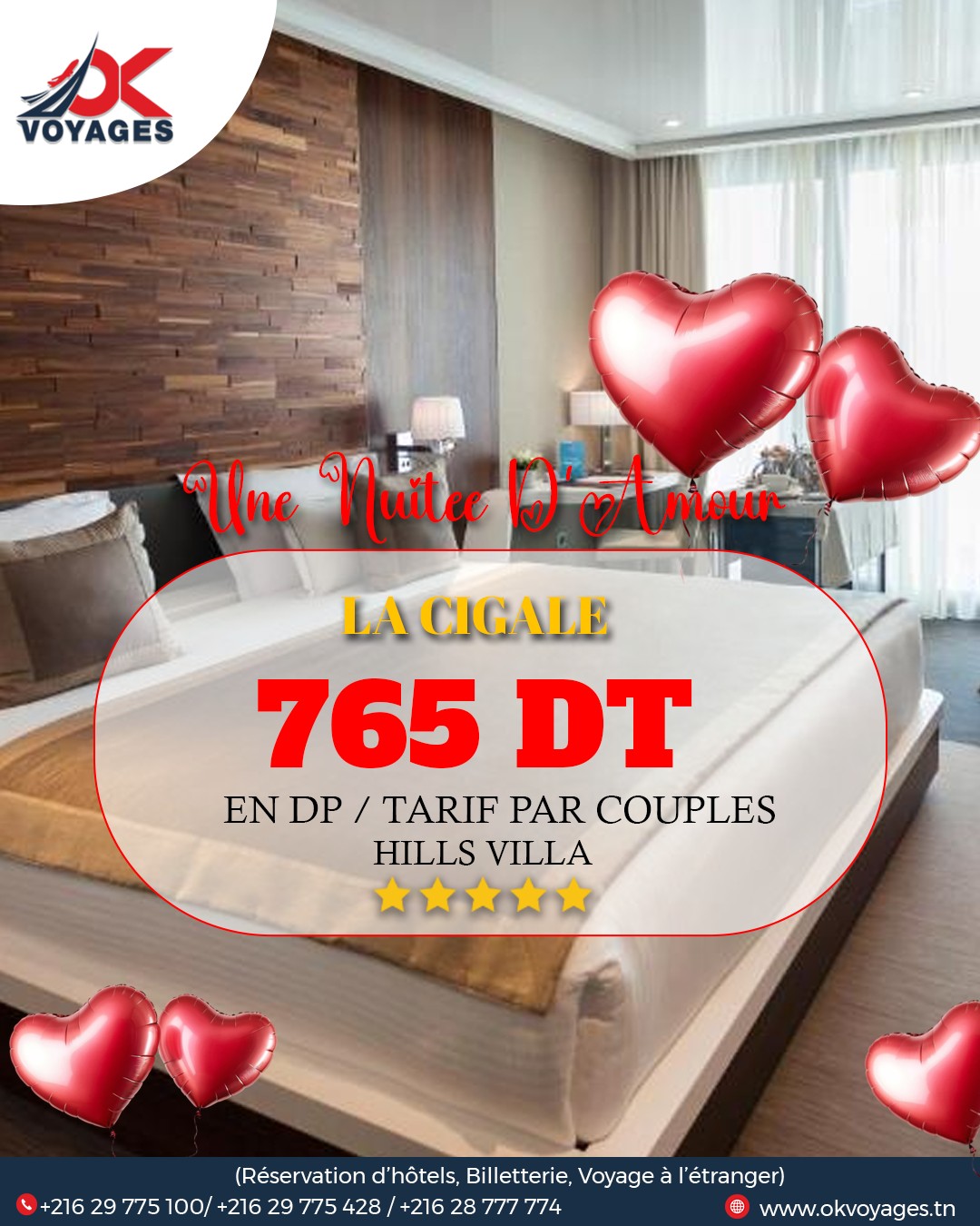 OK Voyages Facebook ad: L’amour mérite le plus beau des cadres.