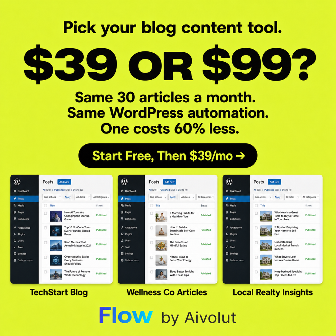 Aivolut - AI Tools for Businesses Facebook ad: $39 or $99? Free 7 Days to Decide.