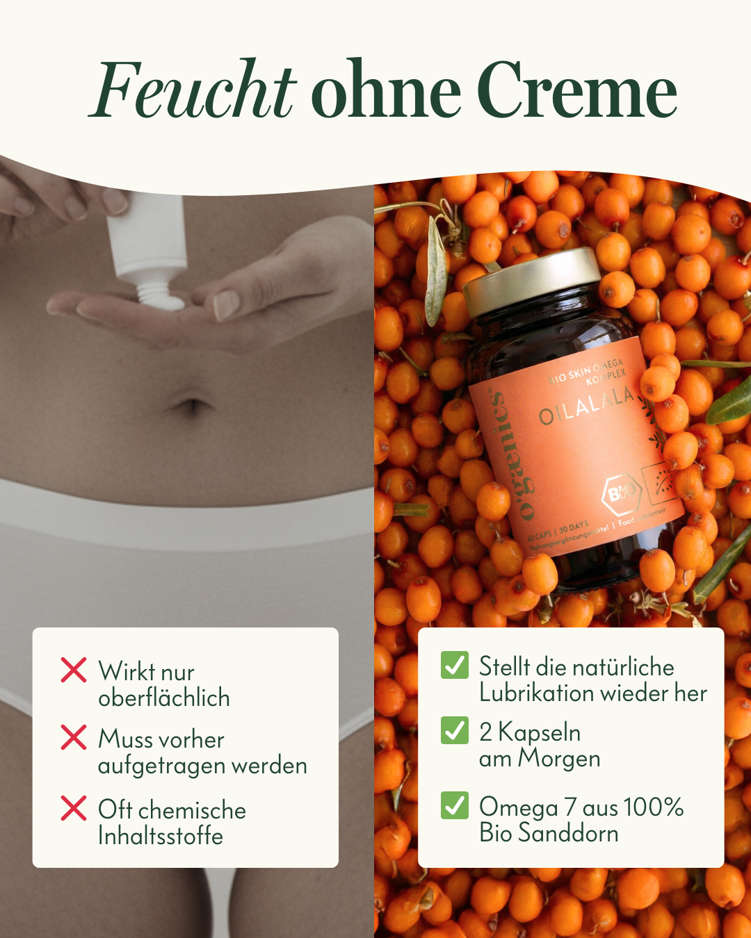 Ogænics Beauty Supplements Facebook ad: Moisturizer von innen